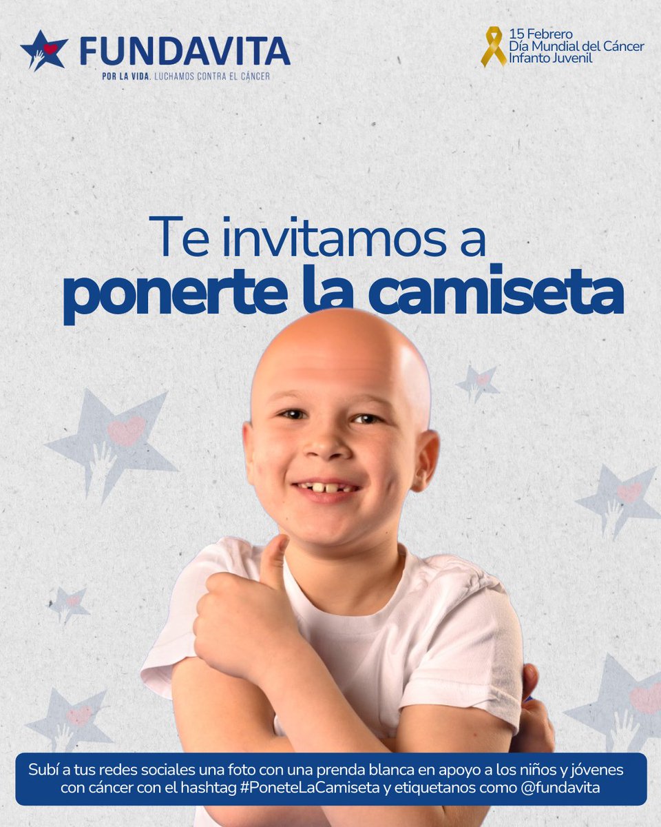📢 Sumate y 𝗣𝗢𝗡𝗘𝗧𝗘 𝗟𝗔 𝗖𝗔𝗠𝗜𝗦𝗘𝗧𝗔 por los chicos con cáncer 🎗️💛

El 15 de febrero de 2002 fue declarado Día Internacional del Cáncer Infantil por iniciativa de la Organización Internacional de Cáncer Infantil.
