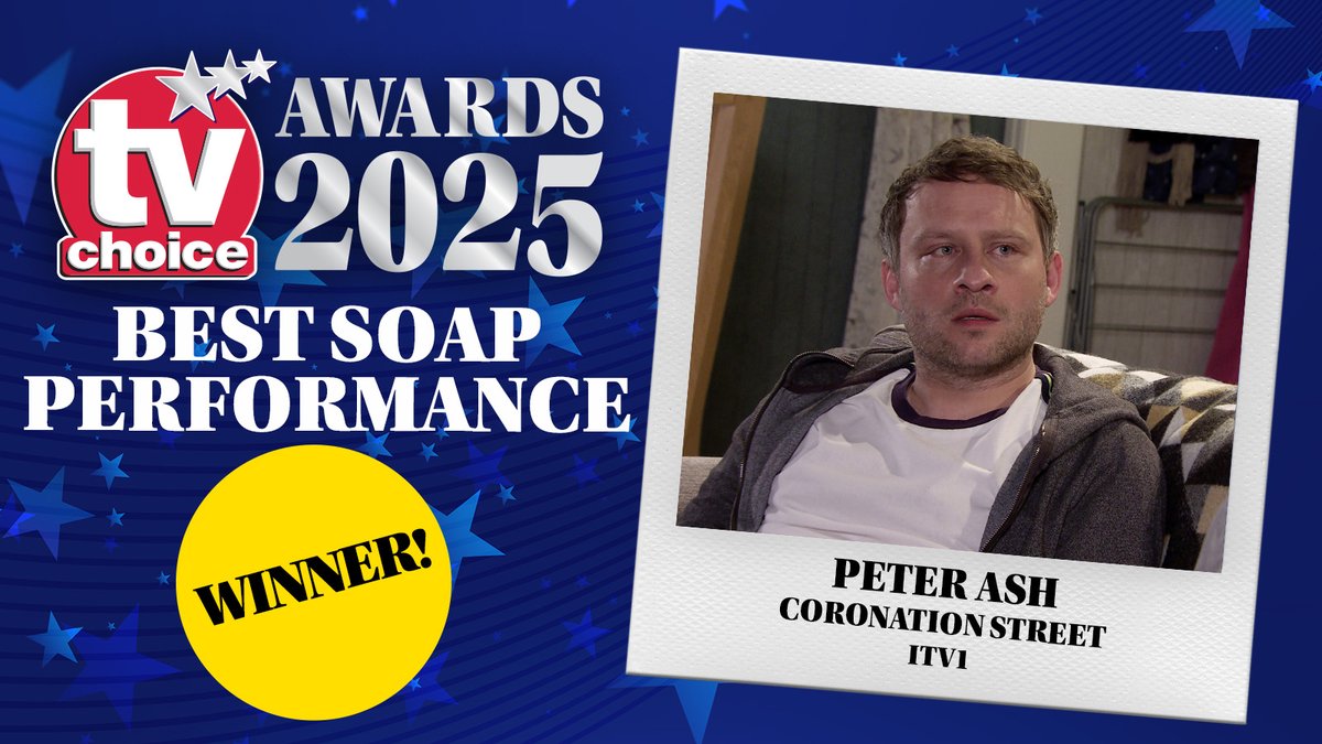 TVChoice's tweet photo. Well done to Peter Ash for a standout performance as Paul Foreman in @itvcorrie and winning the BEST SOAP PERFORMANCE award! π₯ The fans loved him - a truly deserved win! ππ π¬ @ITVStudios @ITV Follow #tvchoiceawards for updates!
#SoapStar #AwardsSeason https://t.co/CGMvPvX5ix