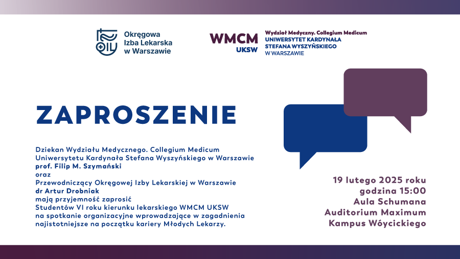 Faculty of Medicine, Cardinal Wyszynski University (@wmcm_uksw) on Twitter photo Serdecznie zapraszamy studentów VI roku, kierunku lekarskiego <a href="/WMCM_UKSW/">Faculty of Medicine, Cardinal Wyszynski University</a>, na spotkanie z przedstawicielami <a href="/OILWarszawa/">OIL w Warszawie</a> 👩🏻⚕️🩺👨🏽⚕️
<a href="/MZ_GOV_PL/">Ministerstwo Zdrowia</a> <a href="/FilipMSzymanski/">Prof. Filip M. Szymanski</a> <a href="/AdamKobayashiMD/">Adam Kobayashi</a> <a href="/AnnaR_W/">dr hab., prof. uczelni Anna Różańska-Walędziak</a> <a href="/NaczelnaL/">Naczelna Izba Lekarska</a> Serdecznie zapraszamy studentów VI roku, kierunku lekarskiego <a href="/WMCM_UKSW/">Faculty of Medicine, Cardinal Wyszynski University</a>, na spotkanie z przedstawicielami <a href="/OILWarszawa/">OIL w Warszawie</a> 👩🏻⚕️🩺👨🏽⚕️
<a href="/MZ_GOV_PL/">Ministerstwo Zdrowia</a> <a href="/FilipMSzymanski/">Prof. Filip M. Szymanski</a> <a href="/AdamKobayashiMD/">Adam Kobayashi</a> <a href="/AnnaR_W/">dr hab., prof. uczelni Anna Różańska-Walędziak</a> <a href="/NaczelnaL/">Naczelna Izba Lekarska</a>