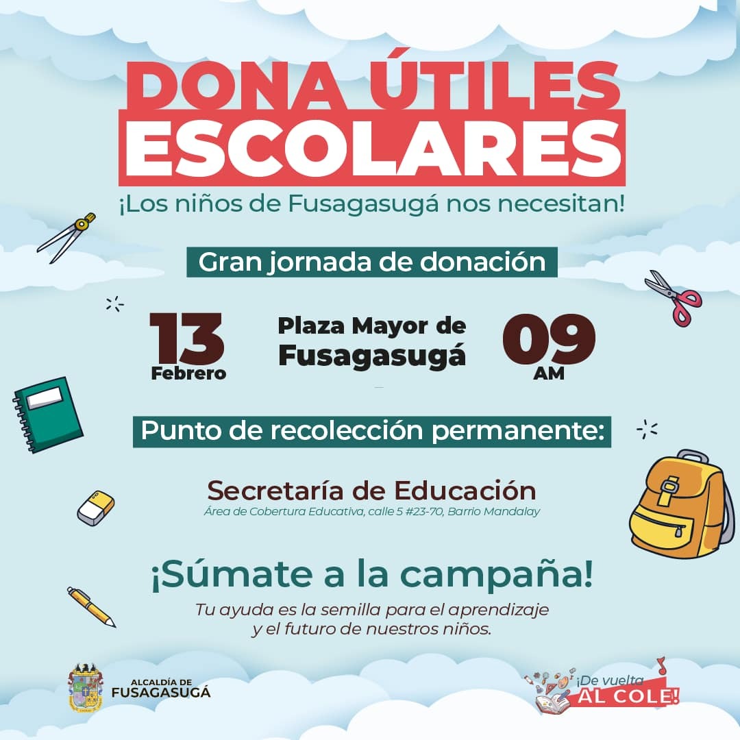 ¡𝐓𝐮 𝐚𝐲𝐮𝐝𝐚 𝐞𝐬 𝐥𝐚 𝐬𝐞𝐦𝐢𝐥𝐥𝐚 𝐩𝐚𝐫𝐚 𝐞𝐥 𝐚𝐩𝐫𝐞𝐧𝐝𝐢𝐳𝐚𝐣𝐞 𝐲 𝐞𝐥 𝐟𝐮𝐭𝐮𝐫𝐨 𝐝𝐞 𝐧𝐮𝐞𝐬𝐭𝐫𝐨𝐬 𝐧𝐢𝐧̃𝐨𝐬! 📚✏

Únete a la donación de útiles escolares para los estudiantes que más lo necesitan. 

#DeVueltaAlCole #LaEducaciónFlorece 🌸