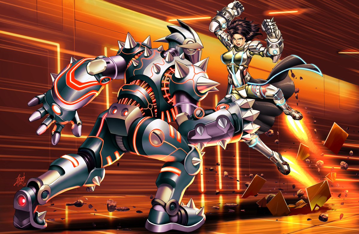 LaochVector's tweet image. 🔥 Yulia the Slayer Enfrentando a un malvado robot del futuro.