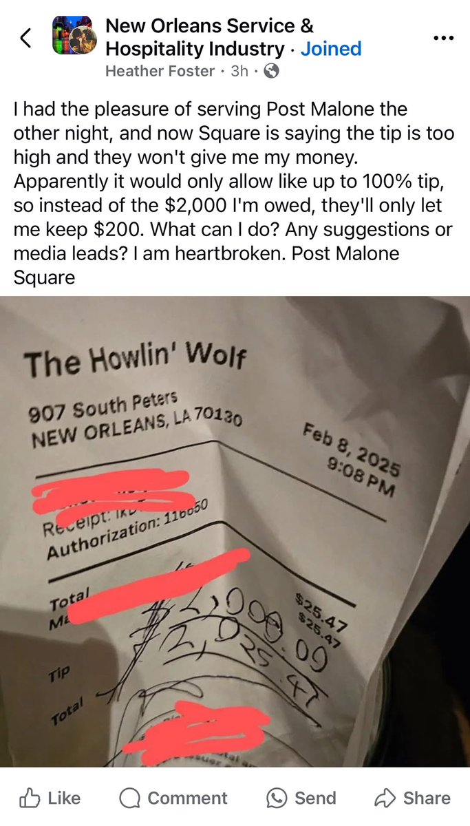 Helena Moreno (@helenamorenola) on Twitter photo Dear @square please provide this <a href="/Howlinwolfnola/">Howlinwolfnola</a> employee with the tip she was given! <a href="/PostMalone/">Post Malone</a> Dear @square please provide this <a href="/Howlinwolfnola/">Howlinwolfnola</a> employee with the tip she was given! <a href="/PostMalone/">Post Malone</a>