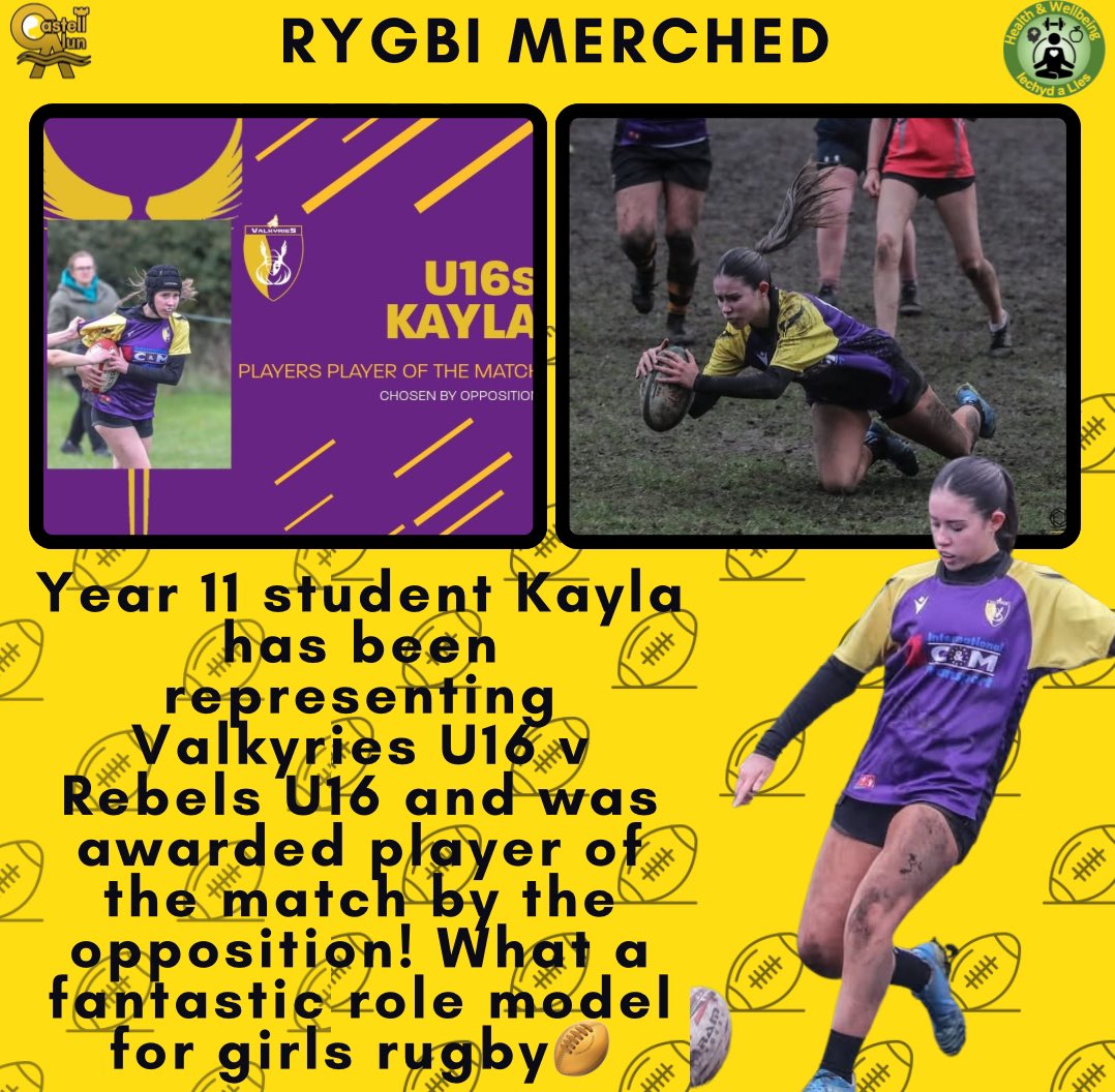 CAHS PE 🎾🏈🏀 (@cahs_pe) on Twitter photo What a great opportunity for year 11 student Kayla representing <a href="/rygbi_valkyries/">Valkyries Rugby</a> U16s and getting players player from the opposition 🏉 <a href="/CastellAlun/">Castell Alun</a> What a great opportunity for year 11 student Kayla representing <a href="/rygbi_valkyries/">Valkyries Rugby</a> U16s and getting players player from the opposition 🏉 <a href="/CastellAlun/">Castell Alun</a>