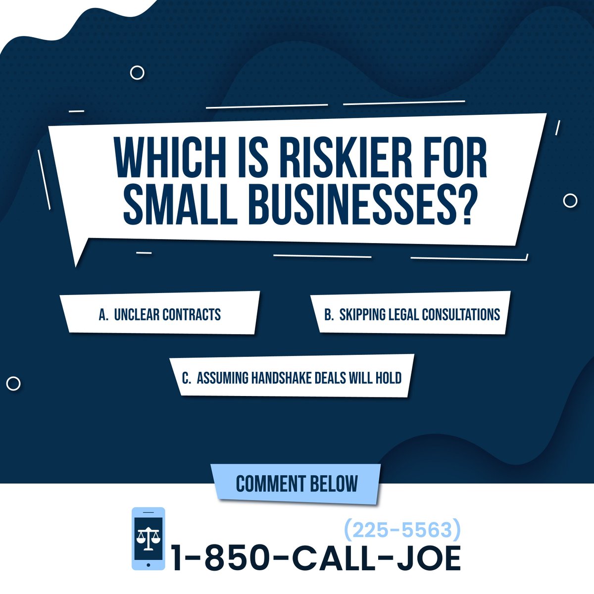 850calljoe's tweet photo. Hint: Any of these could lead to costly mistakes—but do you know which is the biggest red flag? 🚩 

Drop your answer in the comments and let’s talk about how to protect your business from hidden risks! 👇 📲 850-225-5563 
. 
. 
. 
#850CallJoe #OrlandoBusinessLaw https://t.co/ZHjdJZph2E