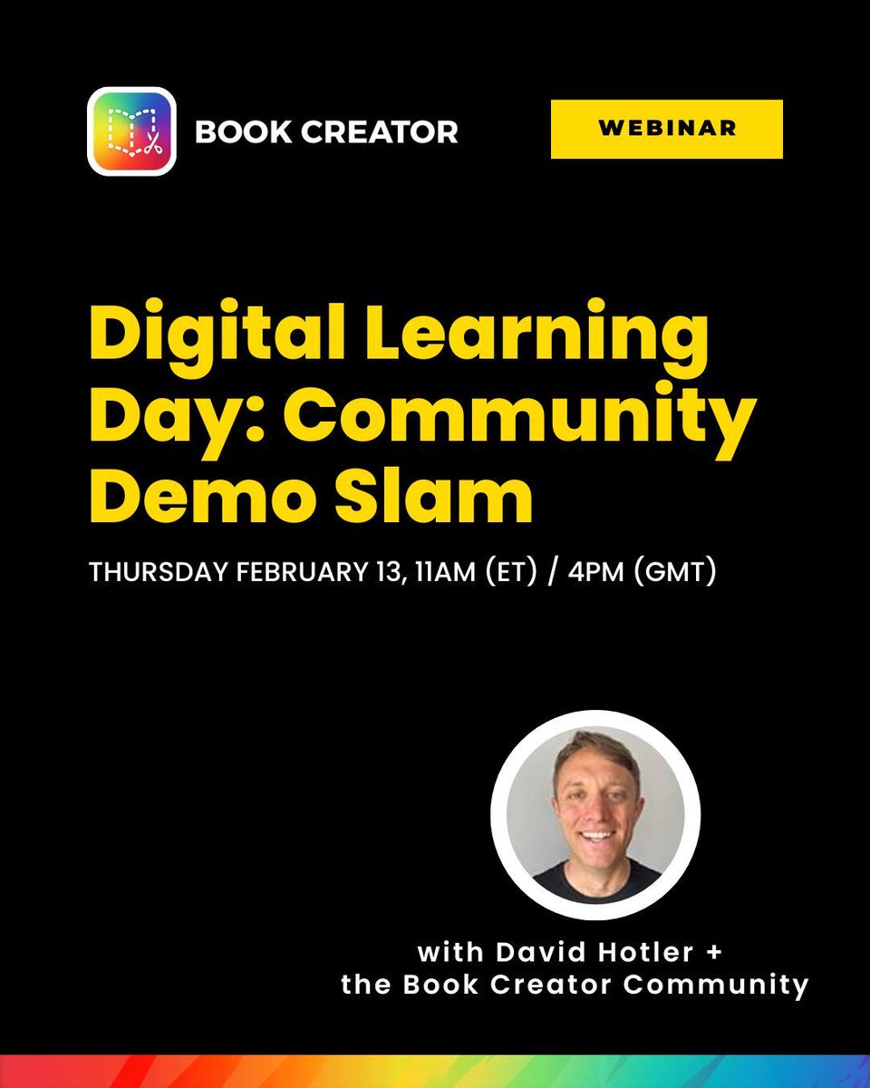 BookCreatorApp's tweet photo. 🎉THIS WEEK Celebrate #DLDay with a Community Demo Slam! 🎉

Join us for an exciting FREE event:
🎤 Digital Learning Day: Community Demo Slam

🔗 Sign up now: https://t.co/PmUu06Pdnj
💬 Share your favorite #DLDay activity in the comments! https://t.co/vNLEmhuUxb