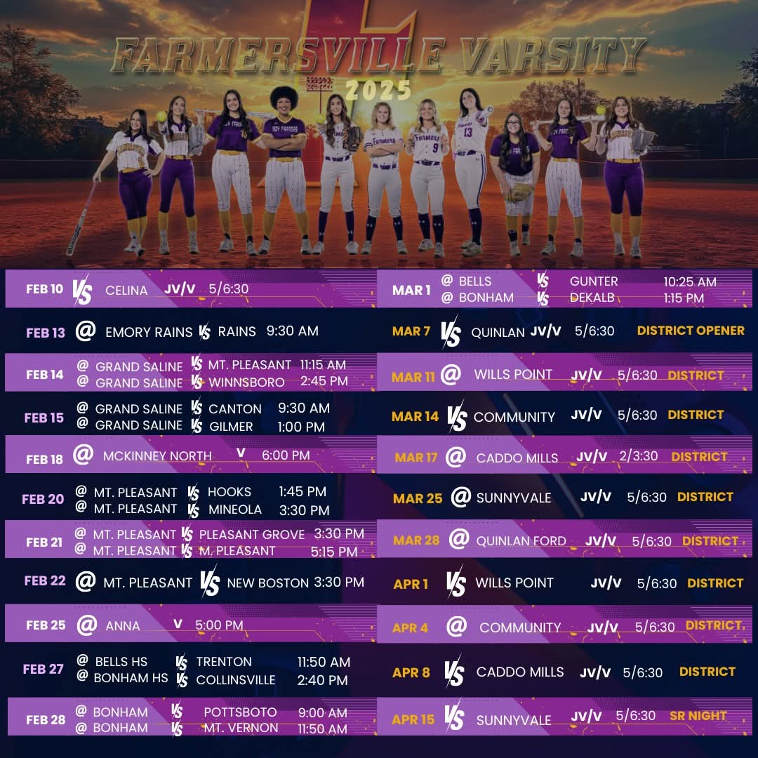 Check out our 2025 schedule and get ready to cheer us on! 💜💛 #GameOn #Softball2025 #bepresent