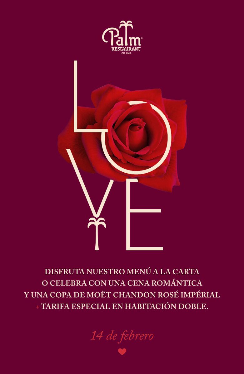 ThePalmMx's tweet photo. ¿Ya tienes plan para este 14 de febrero? ❤️🍷

Disfruta de nuestro menú a la carta o de una especial cena romántica con una copa de Möet, Chandon Rosé Impérial +1 tarifa en habitación doble

Reserva tu lugar aquí: https://t.co/Rm1hvF85Gk

#14defebrero #SanValentín #CenaRomantica https://t.co/HRuUdrHyVj