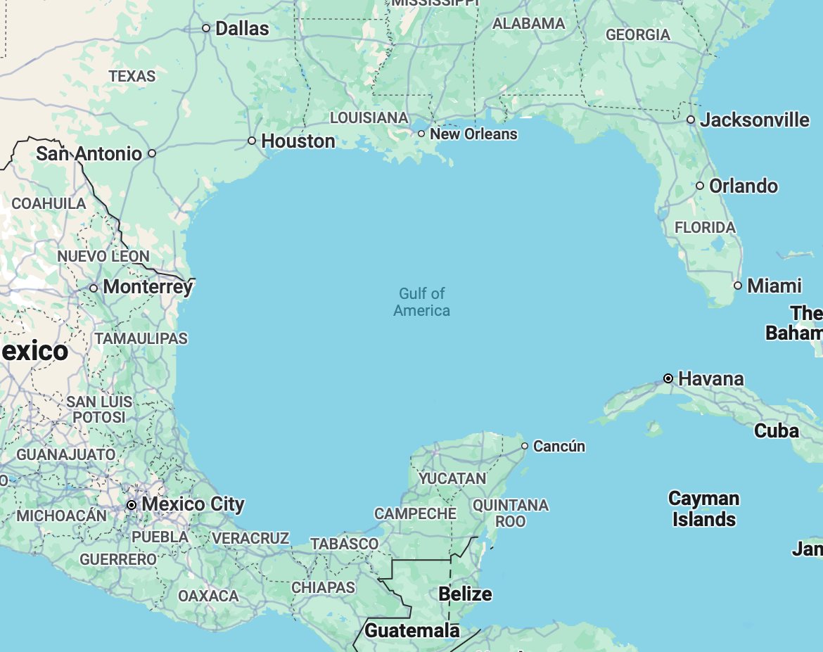 Google has just officially updated their maps to display the new 'Gulf of America.'

It's PERFECT! 🤩