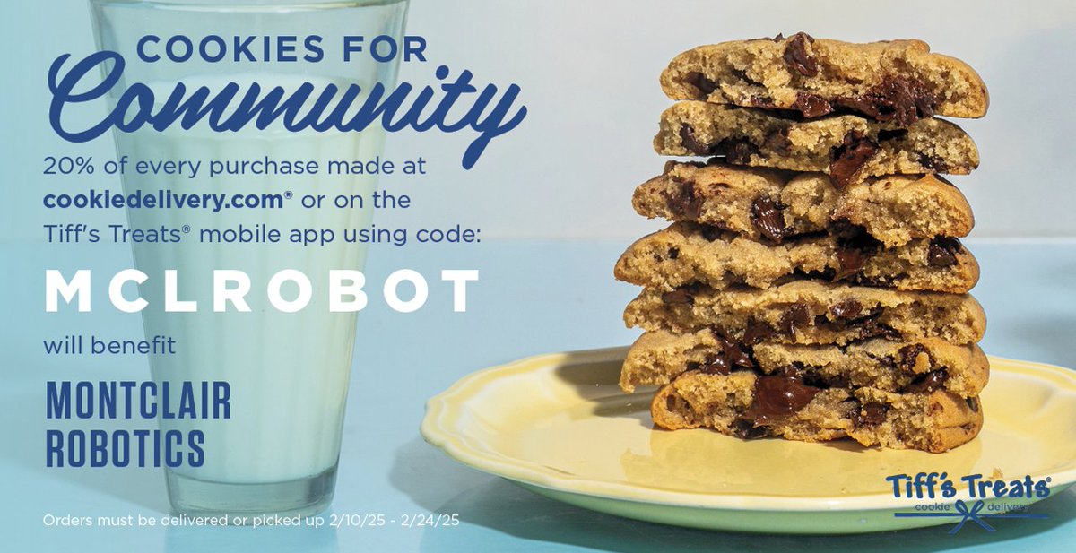 QuijasJanet's tweet photo. 📢 Sweet news! The Robotics team is raising funds with a cookie fundraiser from February 10–25! 🍪🚀 Order delicious cookies online at Tiff Treats or https://t.co/LWjVE0yVrA and use code MCLROBOT at checkout to contribute 20% of the sale to our Robotics team! 
@MES_Roadrunners https://t.co/zYrN8Yt4VZ
