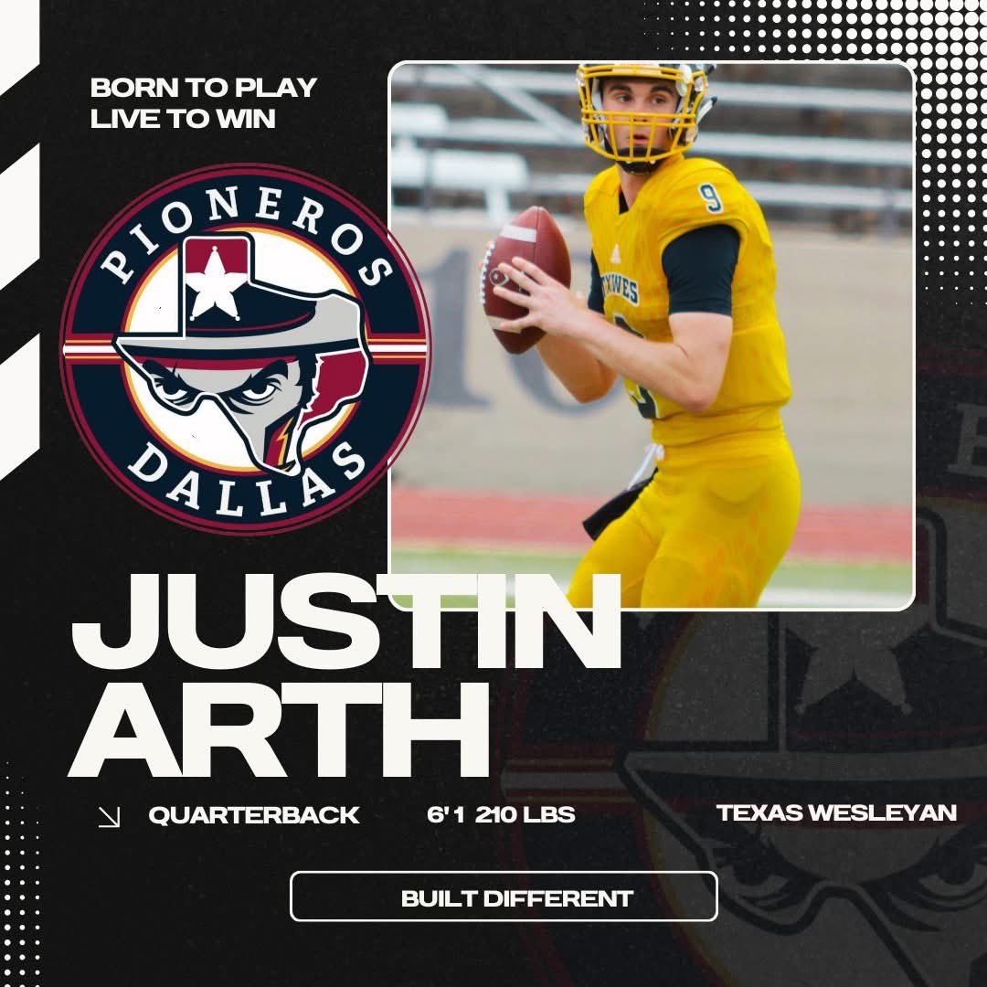 Justin Arth (@justinarthqb) on Twitter photo I have signed with the Dallas Pioneros for the 2025 International Football Alliance season. (Forgot to announce over here) Looking forward to competing in Training Camp! The journey continues..
Psalm 55:22
<a href="/TheIFAFootball/">International Football Alliance</a> <a href="/DallasPioneros/">Texas Pioneros</a> I have signed with the Dallas Pioneros for the 2025 International Football Alliance season. (Forgot to announce over here) Looking forward to competing in Training Camp! The journey continues..
Psalm 55:22
<a href="/TheIFAFootball/">International Football Alliance</a> <a href="/DallasPioneros/">Texas Pioneros</a>