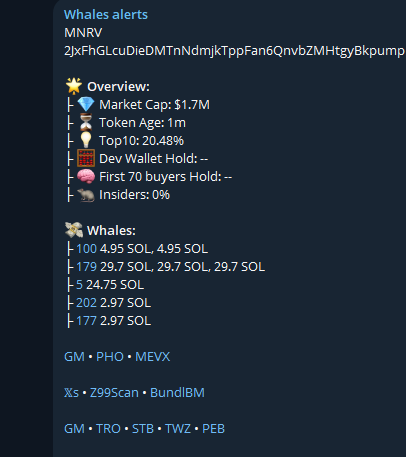 $MNRV
2JxFhGLcuDieDMTnNdmjkTppFan6QnvbZMHtgyBkpump  

Major whales activity detected!                            

Whales Indicator t.me/+uDpZQIZgci0xN…