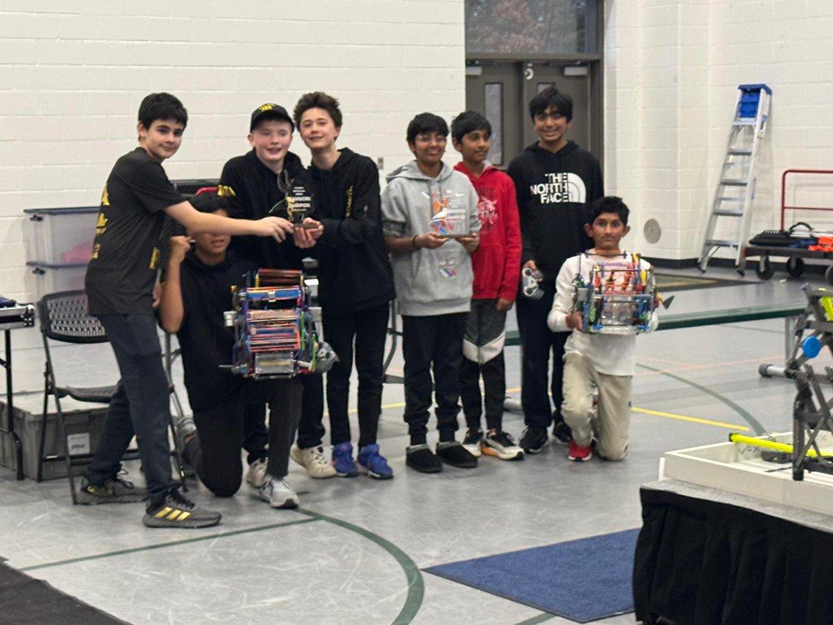 I am thrilled 2 share exciting news about 3 outstanding 7th-grade students <a href="/BAM_MS_Official/">Brambleton Middle</a>  Aarush Nune, Dhruv Poranki, and Aneesh Ramayanam recently competed in the at the VEX Robotics Regional Competition and achieved an incredible first-place win!  Go Bears <a href="/LCPSOfficial/">LCPS News</a>