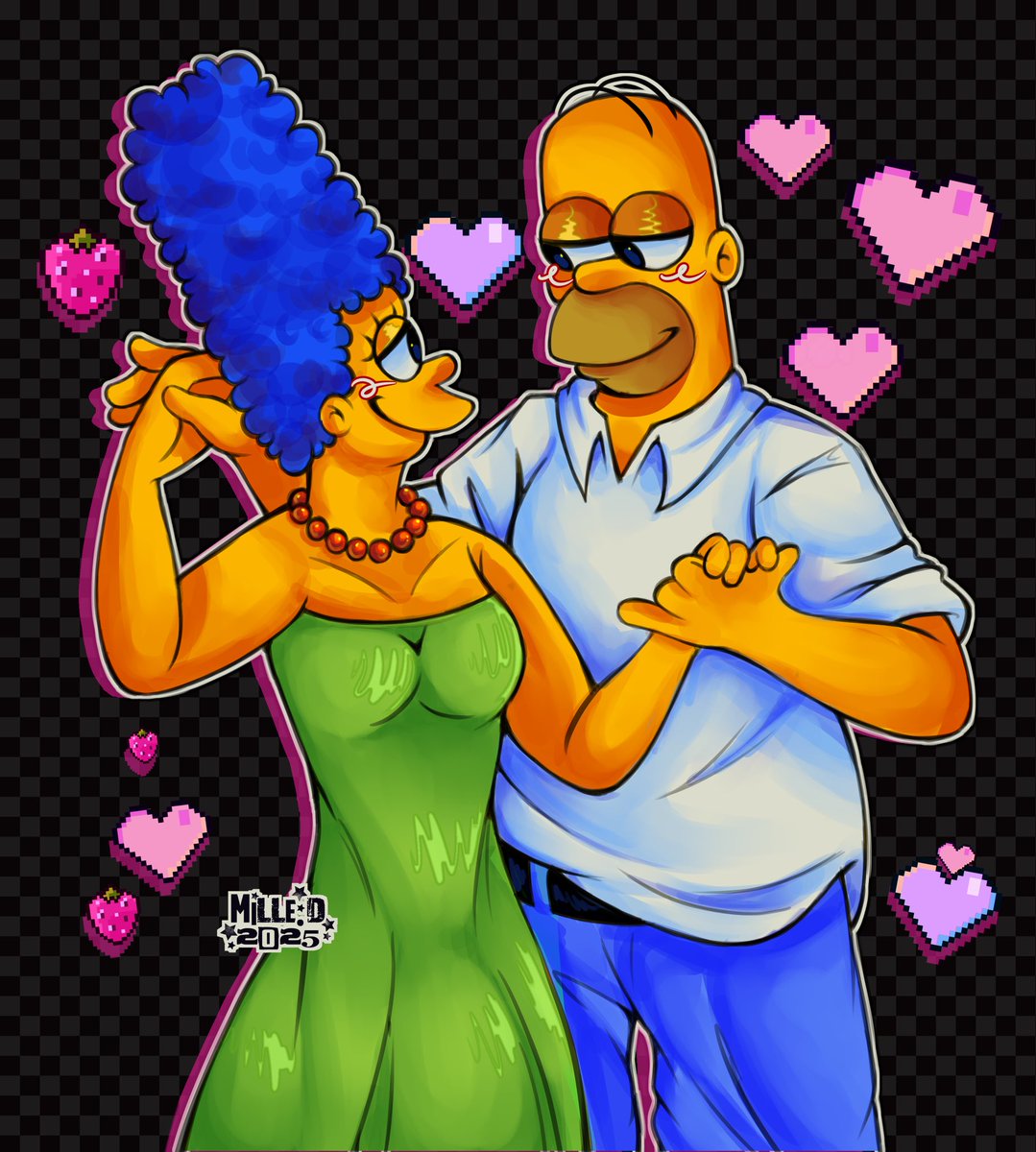MilleDPurple's tweet image. What a lovable couple…💖
#thesimpsons #fanart