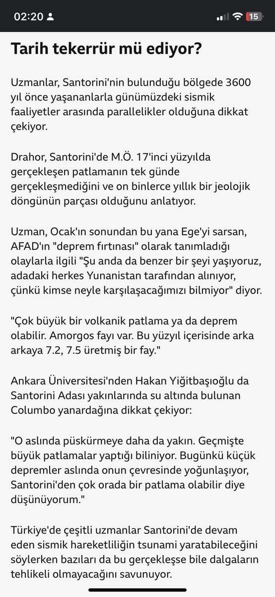 Evrim43591141's tweet image. BBC haberinden bir kesit. Merak edenler için paylaşmak istedim. #egedenizi #deprem #SantoriniEarthquakes #Tsunami