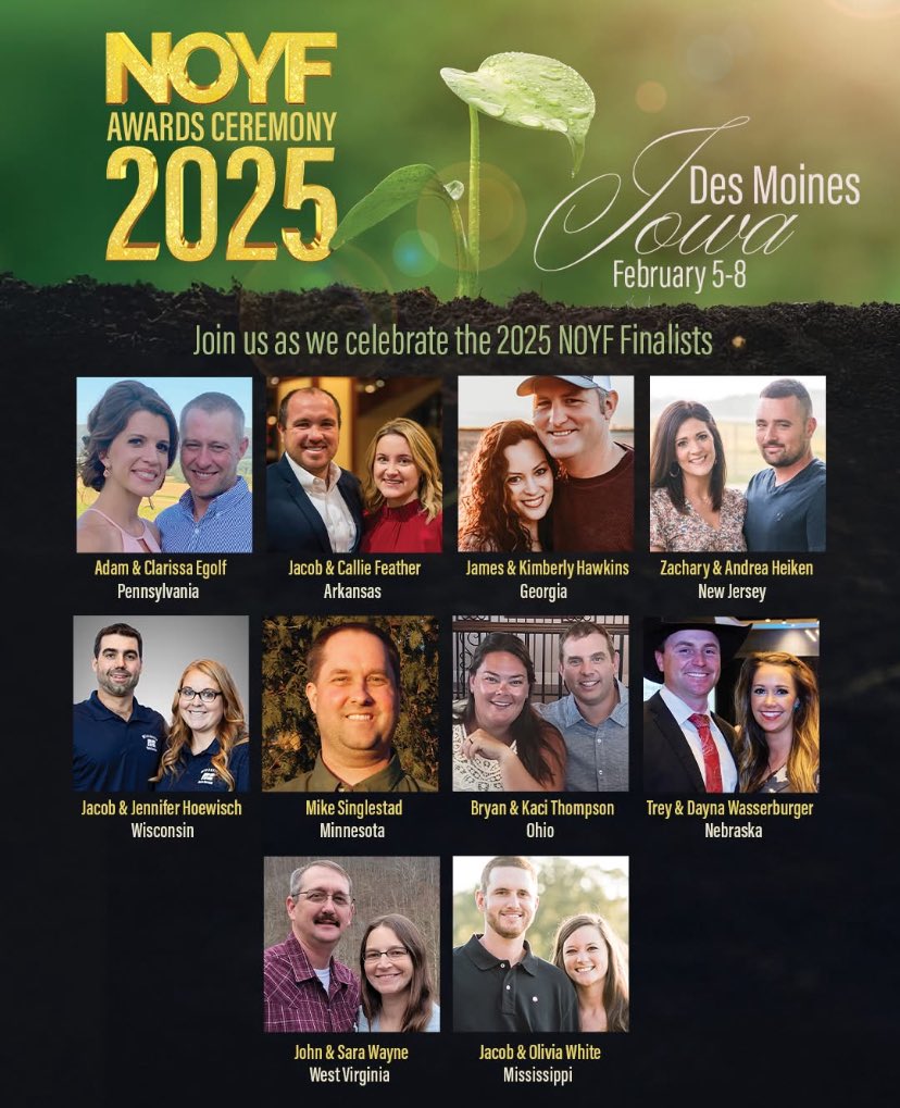 JonEbert54's tweet photo. Congrats to the 2025 National Outstanding Young Farmer finalists! It was an honor to speak at this year’s convention in Des Moines, IA. Learn more about Outstanding Farmers of America on their website or Facebook. And, if you know an exceptional young farmer making a difference, consider nominating them for 2026! #OutstandingYoungFarmers #OFA #AgLeadership 

https://t.co/3zom0V3whe