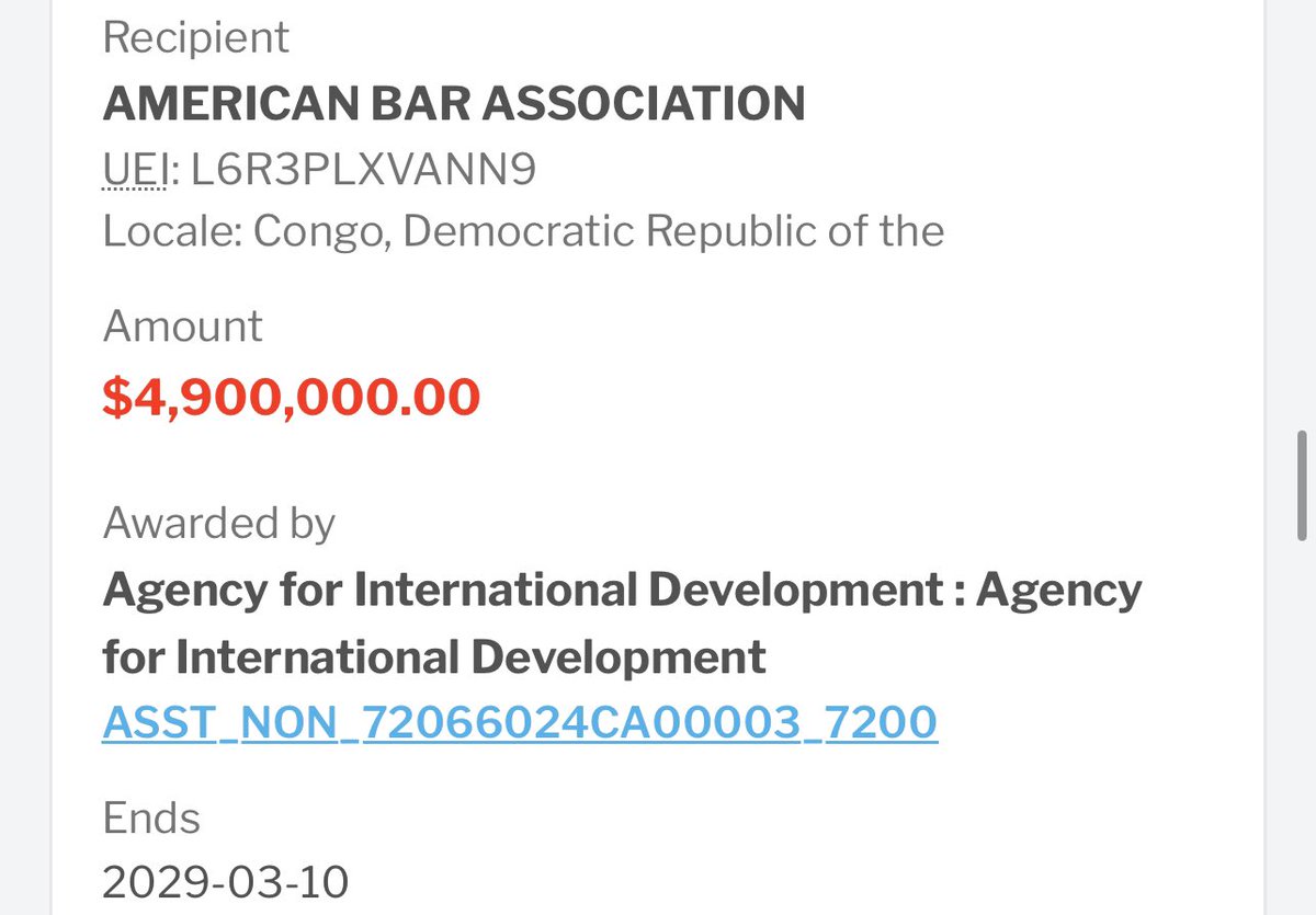 TexasLindsay's tweet photo. You can’t make this up. Of course the American Bar Association would release a “blistering statement” about @DOGE dismantling their slush fund known as USAID. The ABA has received so many American Tax Payer funded grants from USAID &amp; the State Dept. I can’t even list them all…😂 https://t.co/63pXU80YsI