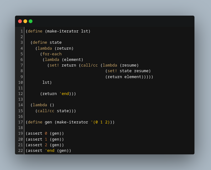 jcubic's tweet photo. It took few days, but I finally found the root cause of breakage of this code in @LIPS_scheme 

The continuations were not working properly even after implementing for-each in Scheme. The problem was apply function that was part of the for-each code.

#lisp #scheme https://t.co/9zWaY7VWmm