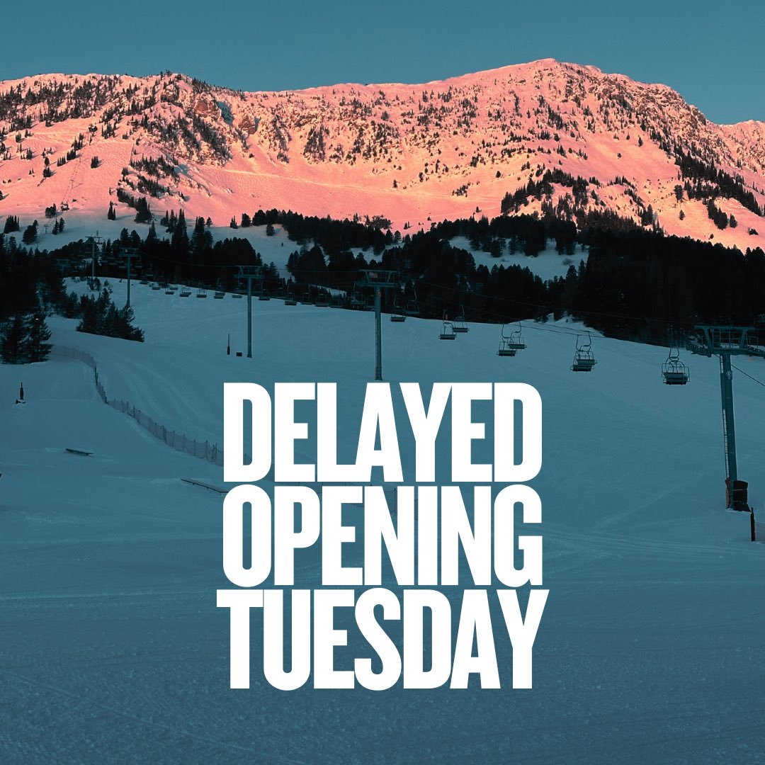 Due to cold temps, delayed opening of 10am planned for Tuesday 2/11. Check bridgerbowl.com for updates.