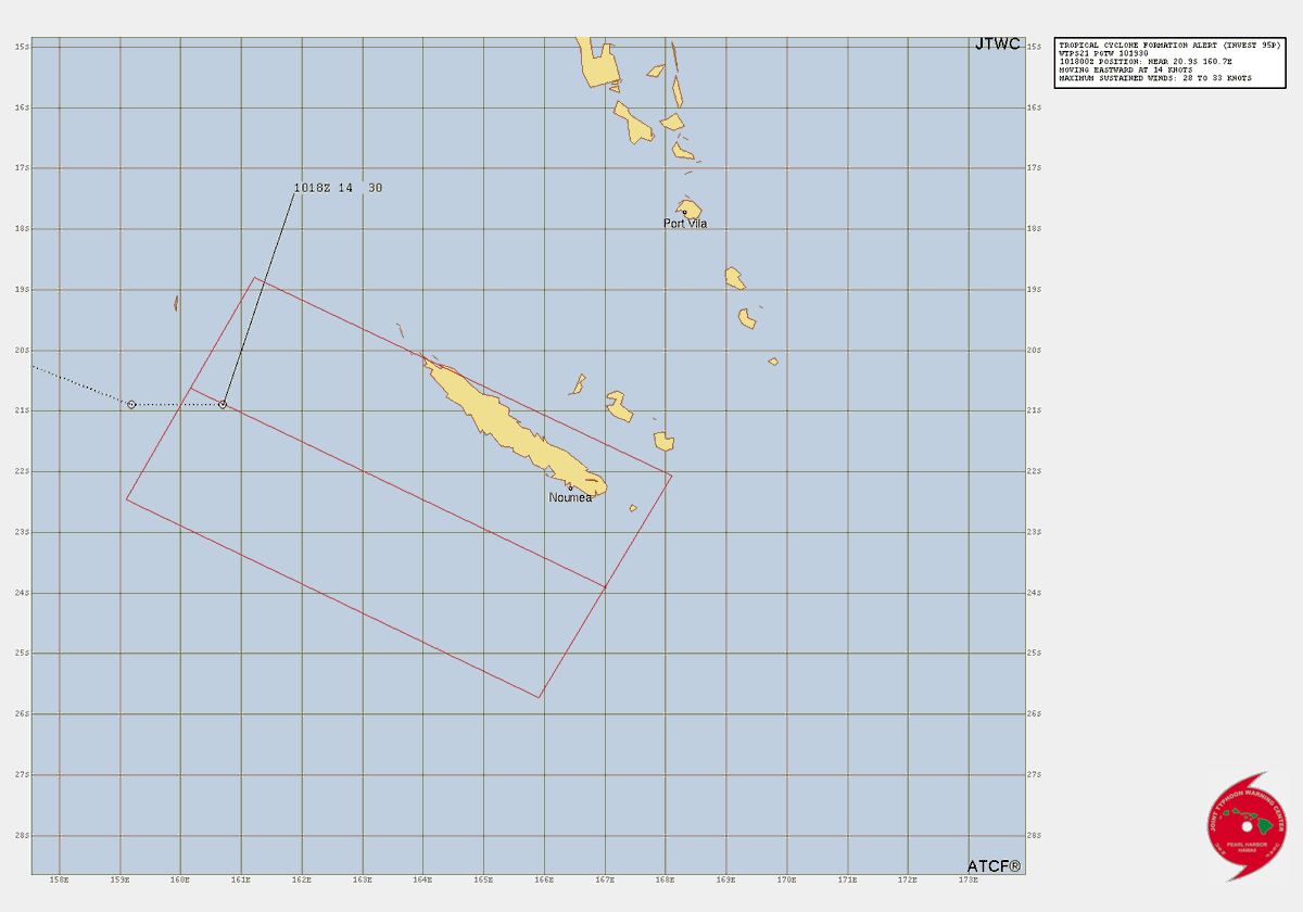 LimWeather's tweet photo. #Invest95P/#19U or soon to be #07F has #TCFA near #NewCaledonia,#France
All interests there to begin preps now for potentially life threatening #Flooding rains/#Mudslides
#Wxx #Wxtwitter #tropicswx #95P #CycloneRae #Rae https://t.co/JQUG28yqkw