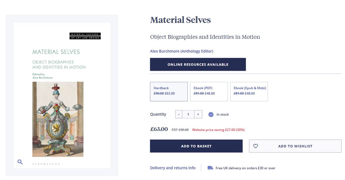 👋🏽Attention all UK-based arts lovers and readers!📚

Between now and midnight on Sunday, you can pick up a copy of Material Selves at 30% off the cover price (or 40% for an ebook) 

👉🏽bloomsbury.com/uk/material-se…👈🏽