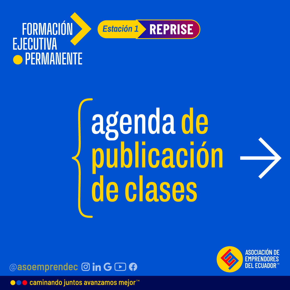asoemprendec's tweet photo. 🟡🔵🔴 AGENDA: FEP Estación 1, REPRISE

Con todo gusto compartimos la agenda definitiva para disfrutar del programa FORMACIÓN EJECUTIVA PERMANENTE en su Reprise de la Estación 1.

#emprendedores #Ecuador #negocios https://t.co/cg6qmmTBjM