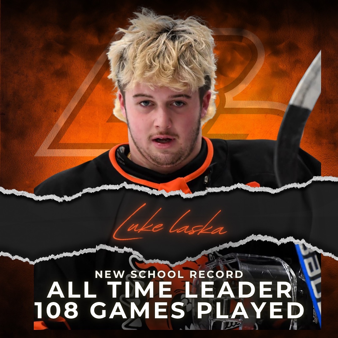 Byron Center Hockey Senior Luke Laska is the all-time leader in games played at 108 🏒🥅

Congratulations Luke! 🐾🧡