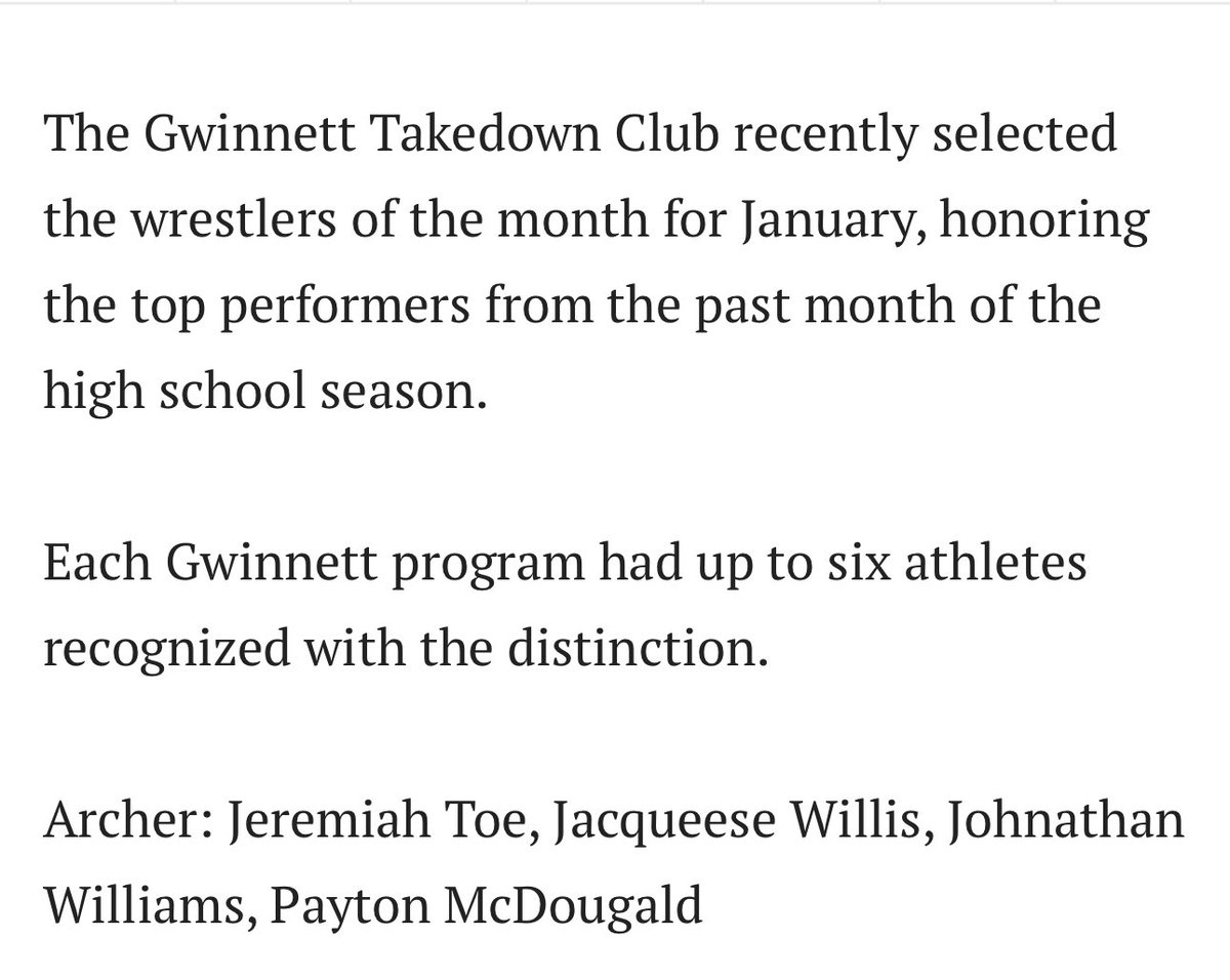 Archer Wrestling (@archerwrestling) on Twitter photo Congrats to these <a href="/ArcherHSTigers/">Archer High School</a> Wrestling team members.
<a href="/AHSTigersSports/">ArcherAD</a> <a href="/ArcherHSTigers/">Archer High School</a> <a href="/Archer_Sports/">Archer Athletics</a> <a href="/AthleticsArcher/">ArcherTigersAthletics</a> <a href="/keith_jannett/">Keith Jannett</a> <a href="/BrianWolfe75/">Brian Wolfe</a> Congrats to these <a href="/ArcherHSTigers/">Archer High School</a> Wrestling team members.
<a href="/AHSTigersSports/">ArcherAD</a> <a href="/ArcherHSTigers/">Archer High School</a> <a href="/Archer_Sports/">Archer Athletics</a> <a href="/AthleticsArcher/">ArcherTigersAthletics</a> <a href="/keith_jannett/">Keith Jannett</a> <a href="/BrianWolfe75/">Brian Wolfe</a>