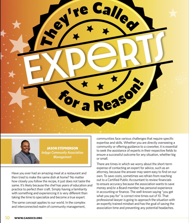 IndygoCAM's tweet photo. Here at #TeamIndygo, we value quality service. We assure you that every HOA will be handled by an expert. Take the time to read the article from our very own Founder and CEO, Jason Stephenson CMCA, AMS about the importance of having an expert. #HOA #ColoradoHOA #DenverHOA https://t.co/swGGHNr5W4