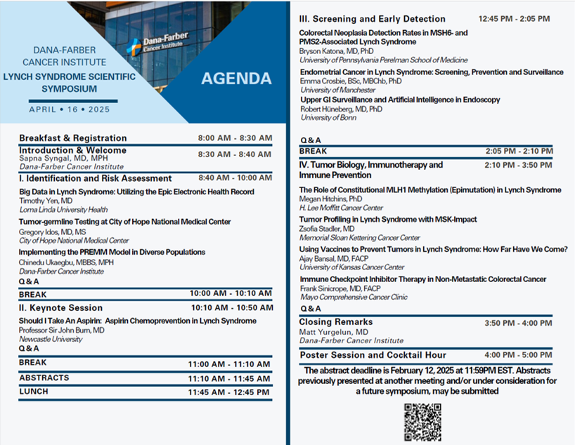 CGA-IGC (@cgaigc) on Twitter photo 📢Interested in submitting an abstract for the <a href="/DanaFarber/">Dana-Farber</a> #LynchSyndrome Scientific Symposium❓
➡️The abstract submission deadline has been EXTENDED‼️
⏱️NOW February 12, 2025, at 11:59 EST
📍Submit your abstract here👉tinyurl.com/429ystbk
✅Register here 👉 📢Interested in submitting an abstract for the <a href="/DanaFarber/">Dana-Farber</a> #LynchSyndrome Scientific Symposium❓
➡️The abstract submission deadline has been EXTENDED‼️
⏱️NOW February 12, 2025, at 11:59 EST
📍Submit your abstract here👉tinyurl.com/429ystbk
✅Register here 👉