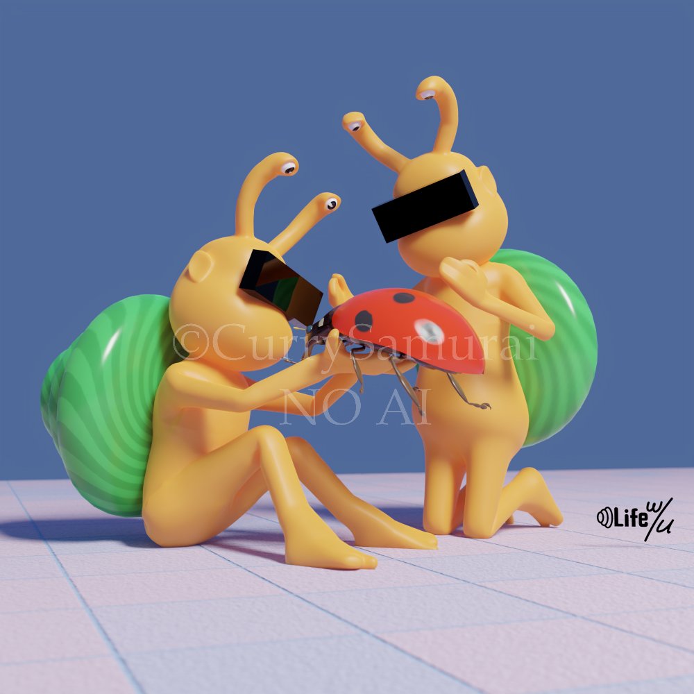 Adorable
愛らしい
Adorável
귀여운
可爱的
Süß
Menggemaskan
मनमोहक

#blender #snails #lifewithu #3dcg #tuesdayvibe 
#火曜日