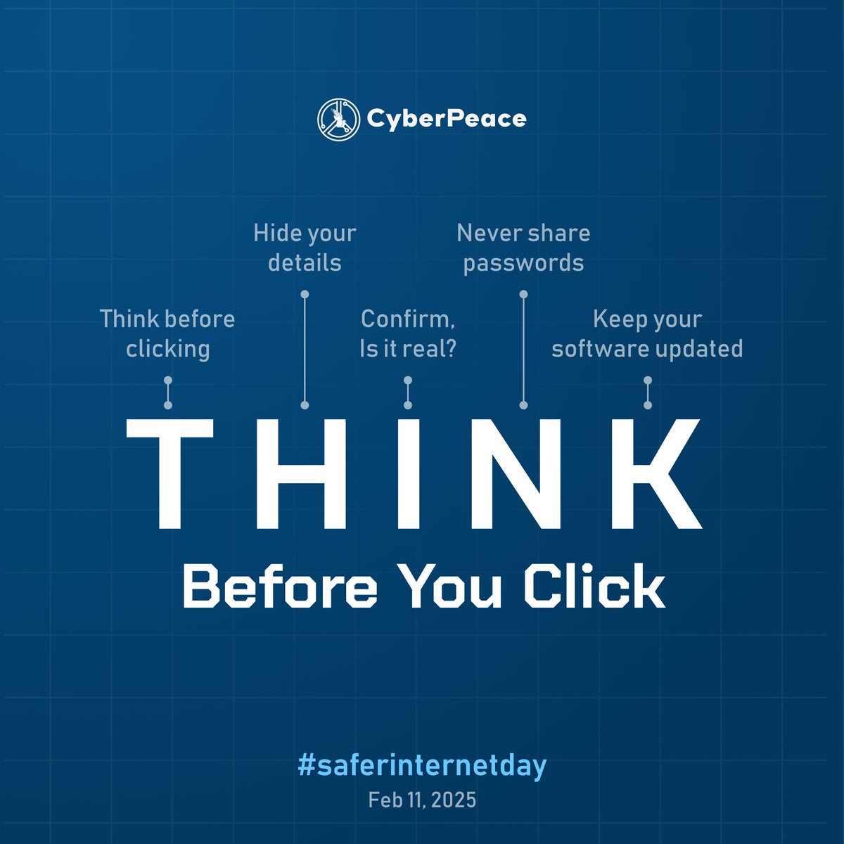 Stay Cyber-Smart, this Safer Internet Day! 🔒
In today’s digital world, cyber threats, phishing attacks, and data breaches are everywhere. Protect yourself with these simple steps:

✅ Verify links before clicking, don’t fall for scams!
✅ Update your software regularly, security