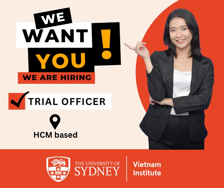 [RECRUITMENT NEWS]
We're looking for a passionate Trial Officer to join our team! If you're detail-oriented, driven, and ready to contribute to cutting-edge research, we want to hear from you!
👉Learn more and APPLY:  sydneyvietnaminstitute.org/.../careers.ht…
#ClinicalTrials #ResearchJobs #HCMC