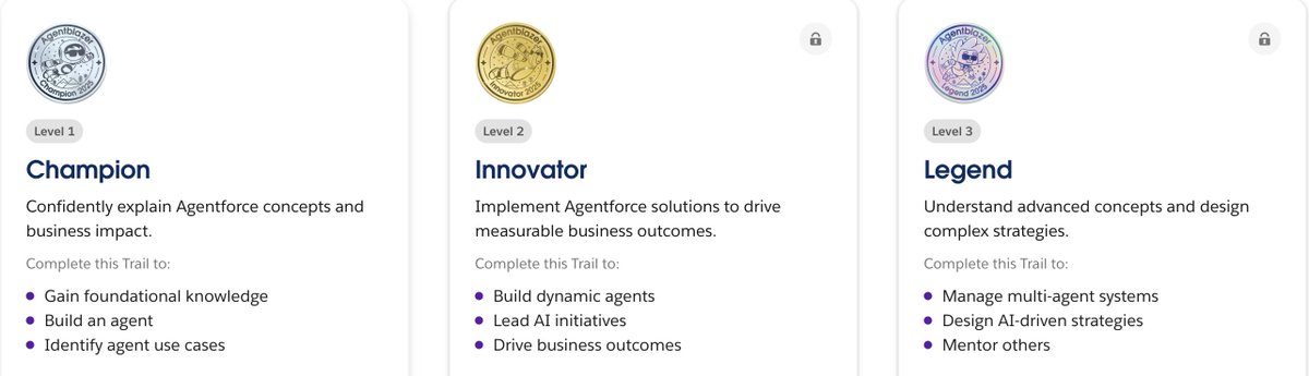Are you an #Agentforce Champion? Innovator? or Legend?

<a href="/trailhead/">Trailhead</a> has got something new to learn Agentforce in a simple and exciting way. 

Check out the link in the comments &amp; build your expertise.

Give it a go and let us know what you think!😊

#Salesforce #TheSalesforceClub