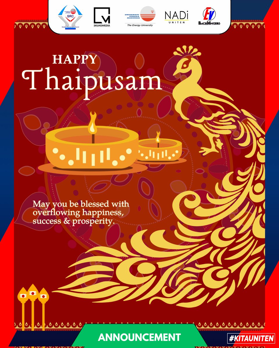 src_uniten's tweet image. Wishing You a Blessed Thaipusam 🪔
to all who are celebrating! May this sacred day bring you strength, devotion, and prosperity. ✨

Let’s take this opportunity to reflect, seek blessings, and spread kindness in our community.

"Through Act, We Prove"
SRC 24/25 UNITEN