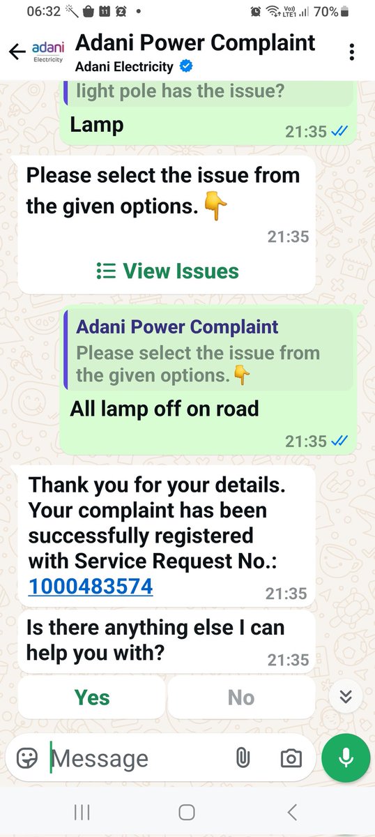 sumoric's tweet photo. @Adani_Elec_Mum it is now 4 nights since I raised a complaint about the street lights not working in #PestomSagar road no.4 Chembur west Angelore society / Holy family high school lane. How long does it take? @mybmcWardMW Adani team is awaiting permission to replace burnt cables. https://t.co/R9MrQaZiIz