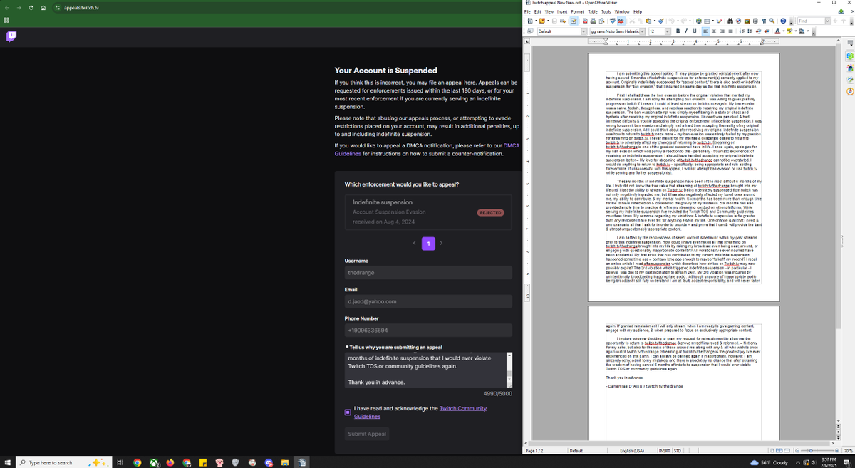 D_RangeOfficial's tweet photo. UPDATE: Because suspended for sexual content &amp; ban evasion - I got to submit 2 appeals: 1 for each offense.

Sexual content offense has disappeared. 
I sent in appeal on ban evasion enforcement 1 week-month after realizing I could. By March 4th I'll get to appeal remaining ban. https://t.co/s2bzUfELlt