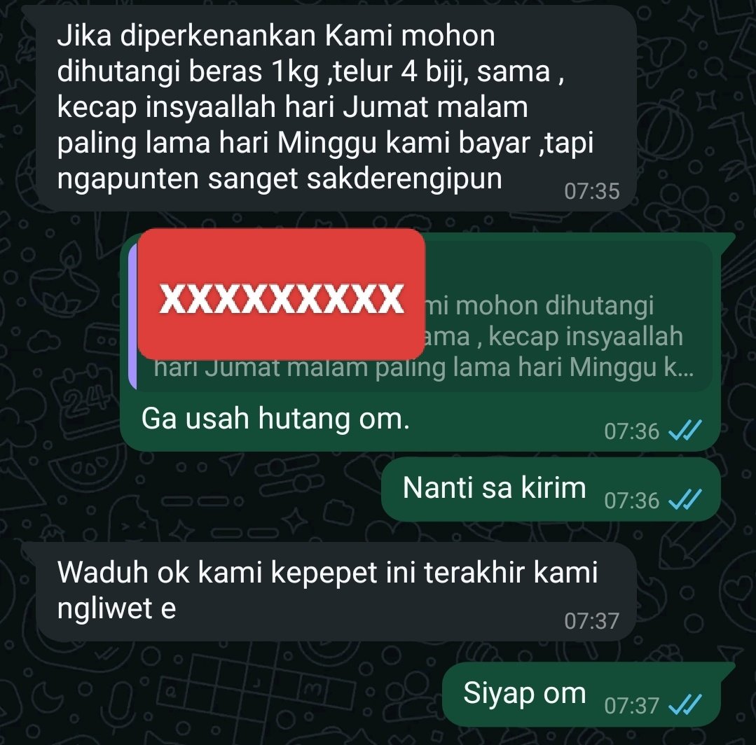 Sedih mendapat pesan ini.. cek sekitar kita yuk, mungkin ada yang melalui hari-harinya dengan menahan perihnya rasa lapar.
