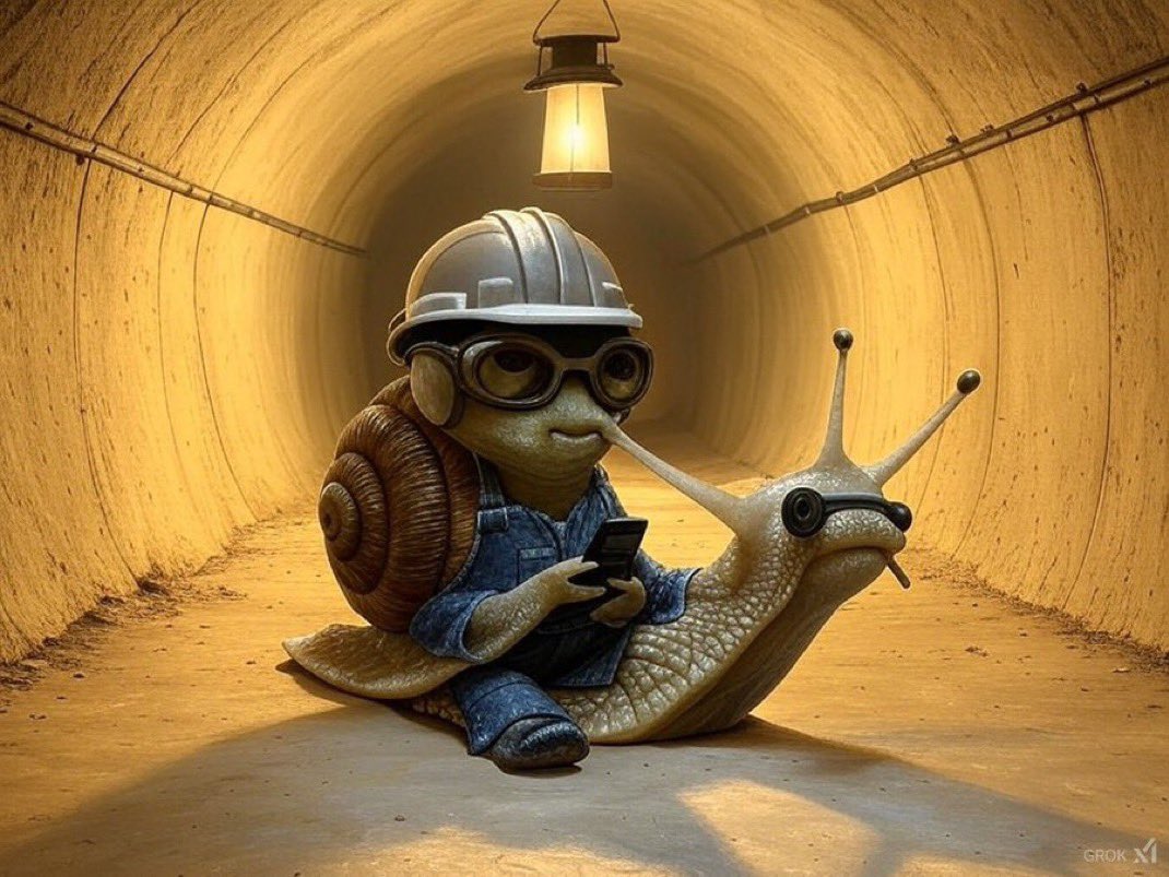 elonssnailgary's tweet photo. Even Snails Need Safety In The Boring Company Tunnels 🐌 🚆

$GARY https://t.co/XVn7kEzW4K