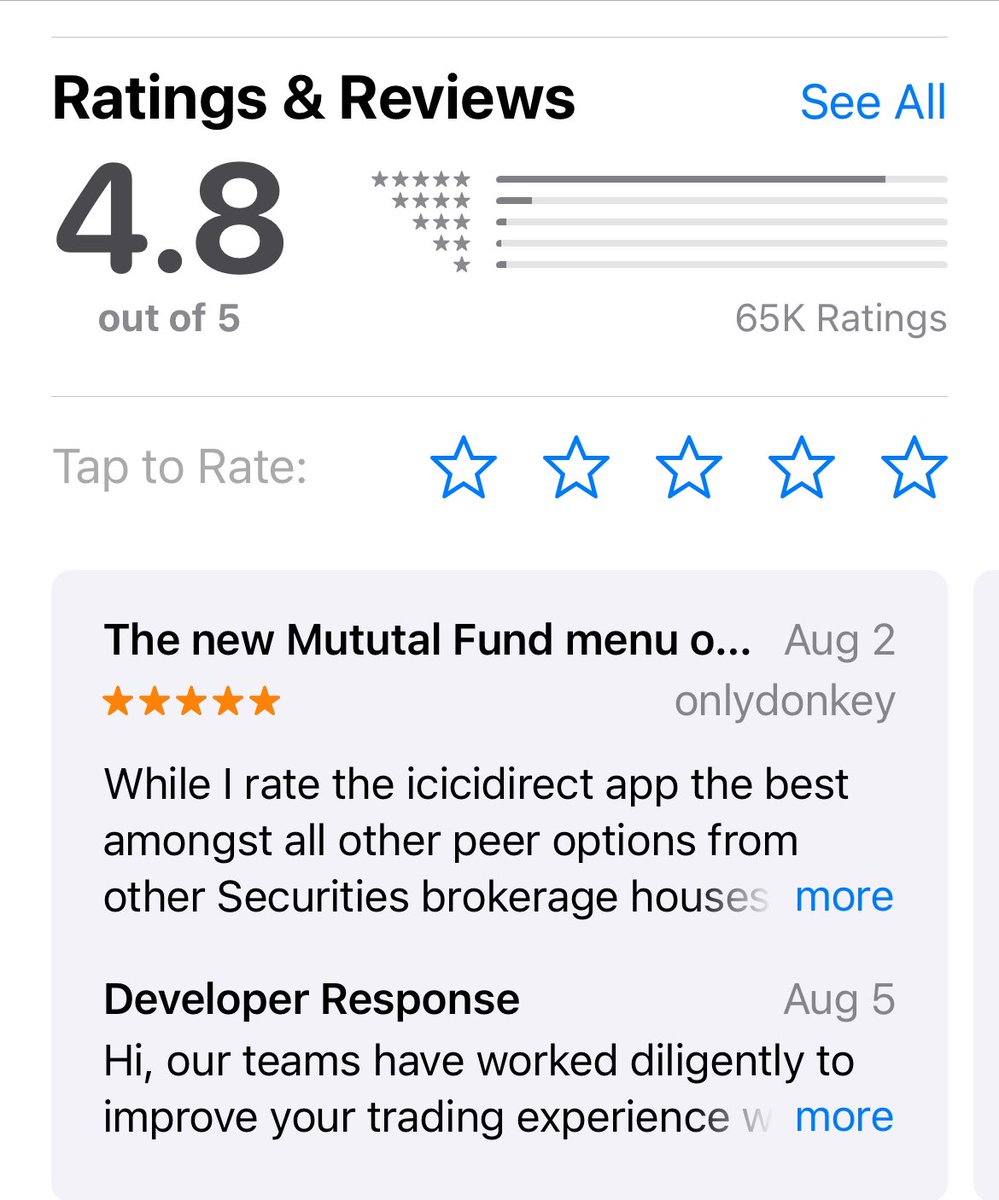 Saurav Sultania सौरव (@saurav_sauranwb) on Twitter photo App Store rating of <a href="/ICICI_Direct/">ICICI Direct</a>: 4.8 ⭐️ | 65K+ ratings ❤️
From:
- Fast biometric login
- To superfast chart loading
- To investments across all assets
- To superfast trading
- Seamless fund transfers
- And best features: eATM, MTF, Algos
🙏🙏 All effort is to be better daily App Store rating of <a href="/ICICI_Direct/">ICICI Direct</a>: 4.8 ⭐️ | 65K+ ratings ❤️
From:
- Fast biometric login
- To superfast chart loading
- To investments across all assets
- To superfast trading
- Seamless fund transfers
- And best features: eATM, MTF, Algos
🙏🙏 All effort is to be better daily