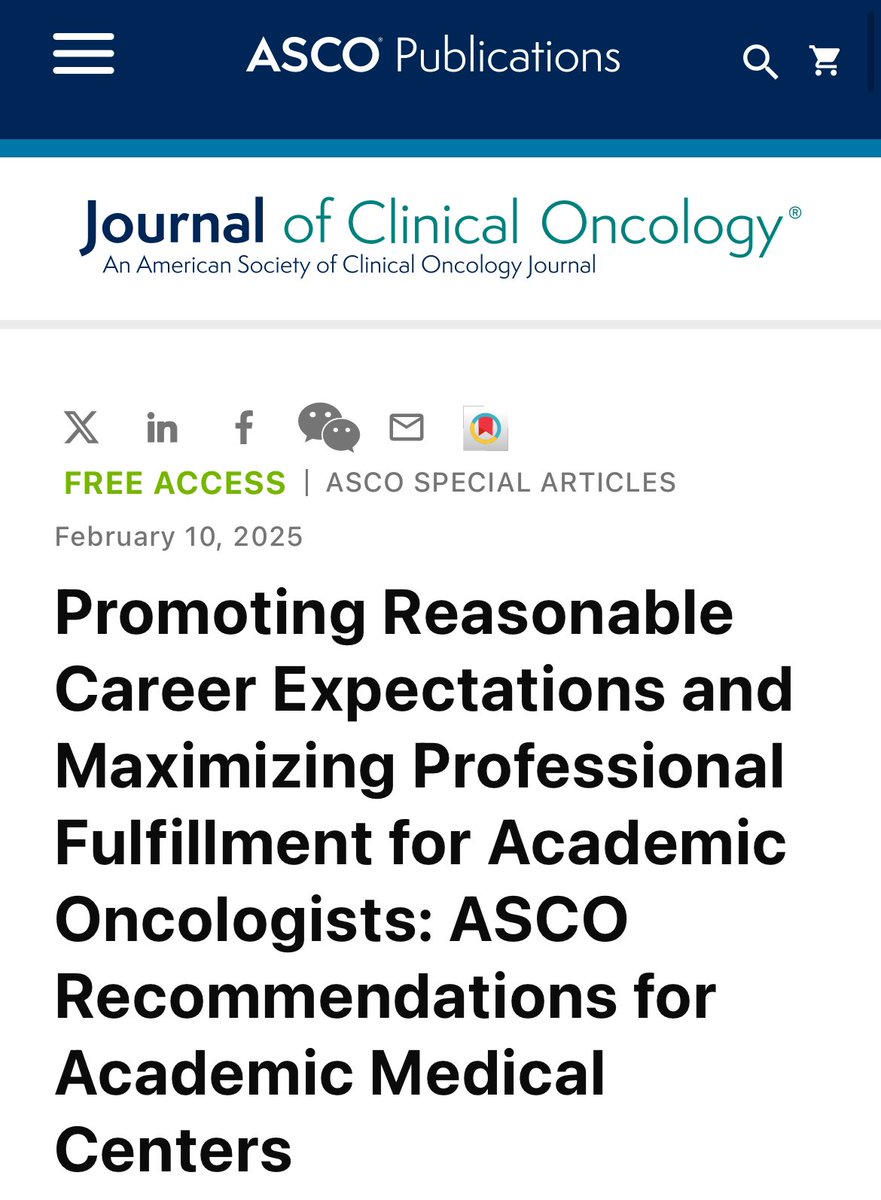 Rami Manochakian MD, FASCO Cancer Education (@rmanochakian) on Twitter photo 🔥🚨HOT OFF THE PRESS
Just published <a href="/JCO_ASCO/">Journal of Clinical Oncology</a>
IMPORTANT SPECIAL ARTICLE
& #Recommendations for #Academic #MedicalCenters by <a href="/ASCO/">ASCO</a> on:
Promoting Reasonable #CareerExpectations & Maximizing
Professional Fulfillment for #Academic #Oncologists
PLZ SHARE👇🏻
ascopubs.org/doi/10.1200/JC… 🔥🚨HOT OFF THE PRESS
Just published <a href="/JCO_ASCO/">Journal of Clinical Oncology</a>
IMPORTANT SPECIAL ARTICLE
& #Recommendations for #Academic #MedicalCenters by <a href="/ASCO/">ASCO</a> on:
Promoting Reasonable #CareerExpectations & Maximizing
Professional Fulfillment for #Academic #Oncologists
PLZ SHARE👇🏻
ascopubs.org/doi/10.1200/JC…