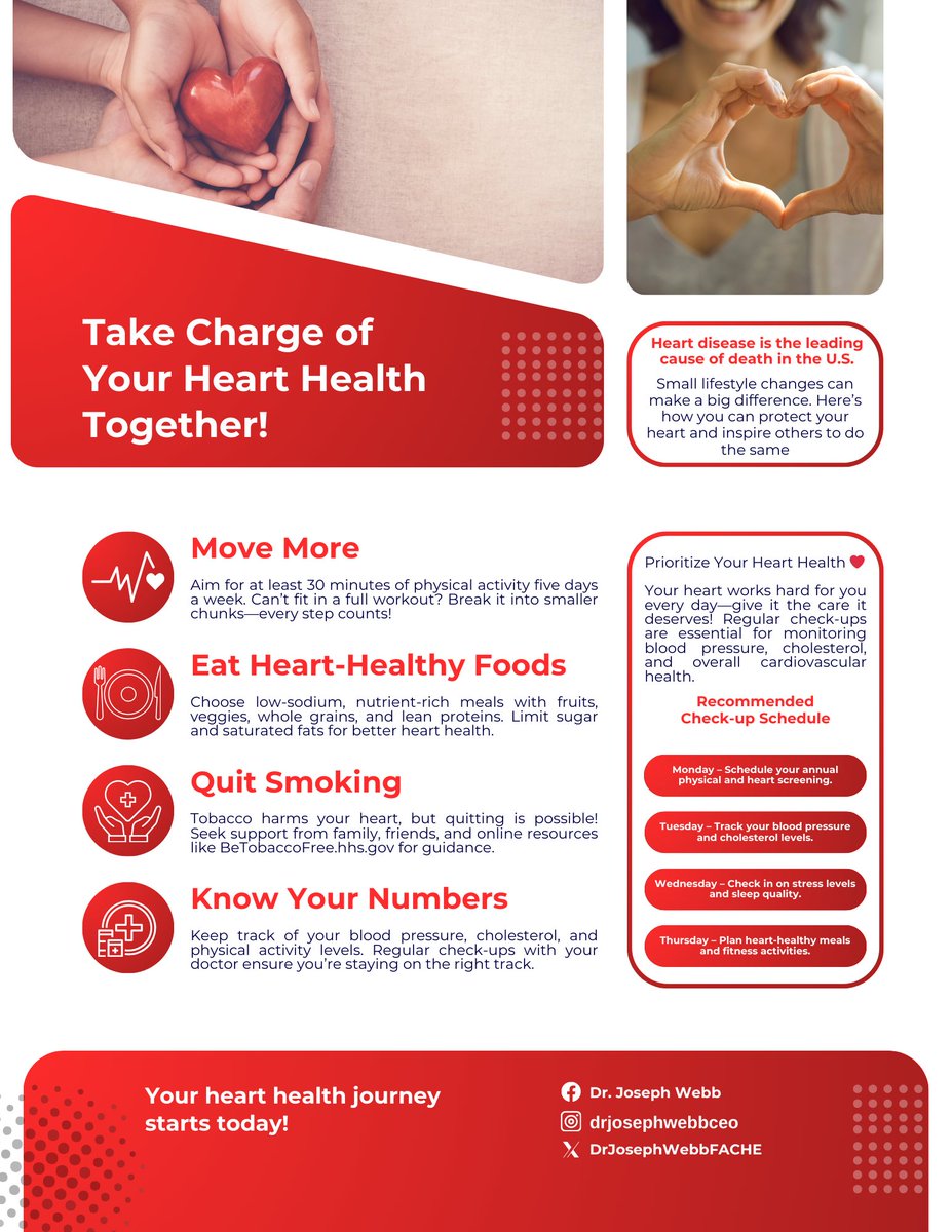 Take Charge of Your Heart Health ❤️

Your heart works hard for you—show it some love! 💙 Small lifestyle changes = BIG impact!

Prioritize your heart health today! Tag a friend &amp; start this journey together. ❤️ #HeartHealth #LoveYourHeart #DrJosephWebb