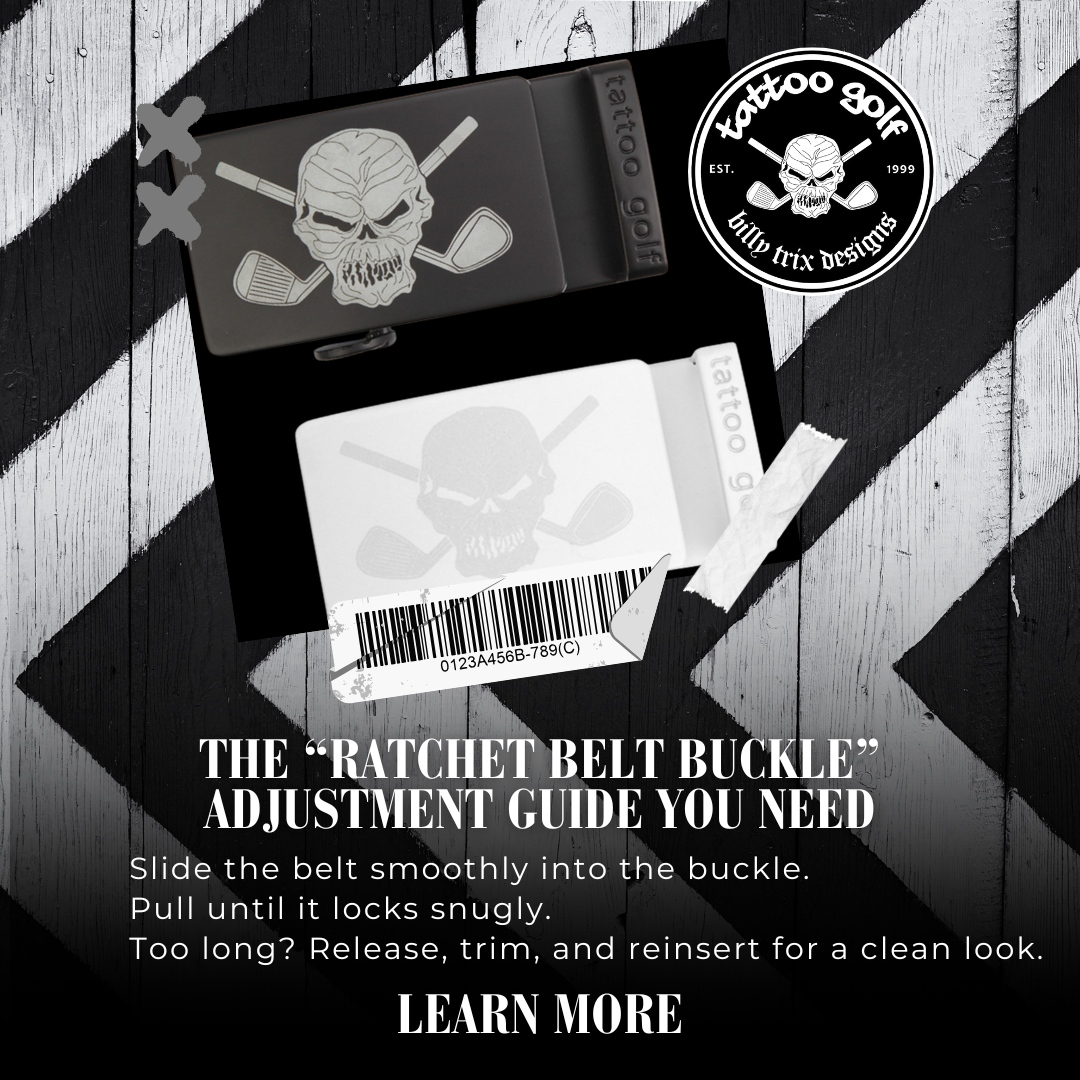 Never worry about the perfect belt fit again! The Ratchet Belt Buckle combines simplicity and style to keep you looking sharp. Trim for the perfect length, adjust with ease, and focus on your game—not your gear. ✔️

Who's ready to look their best on the... tattoogolf.com/ratchet-belt-b…