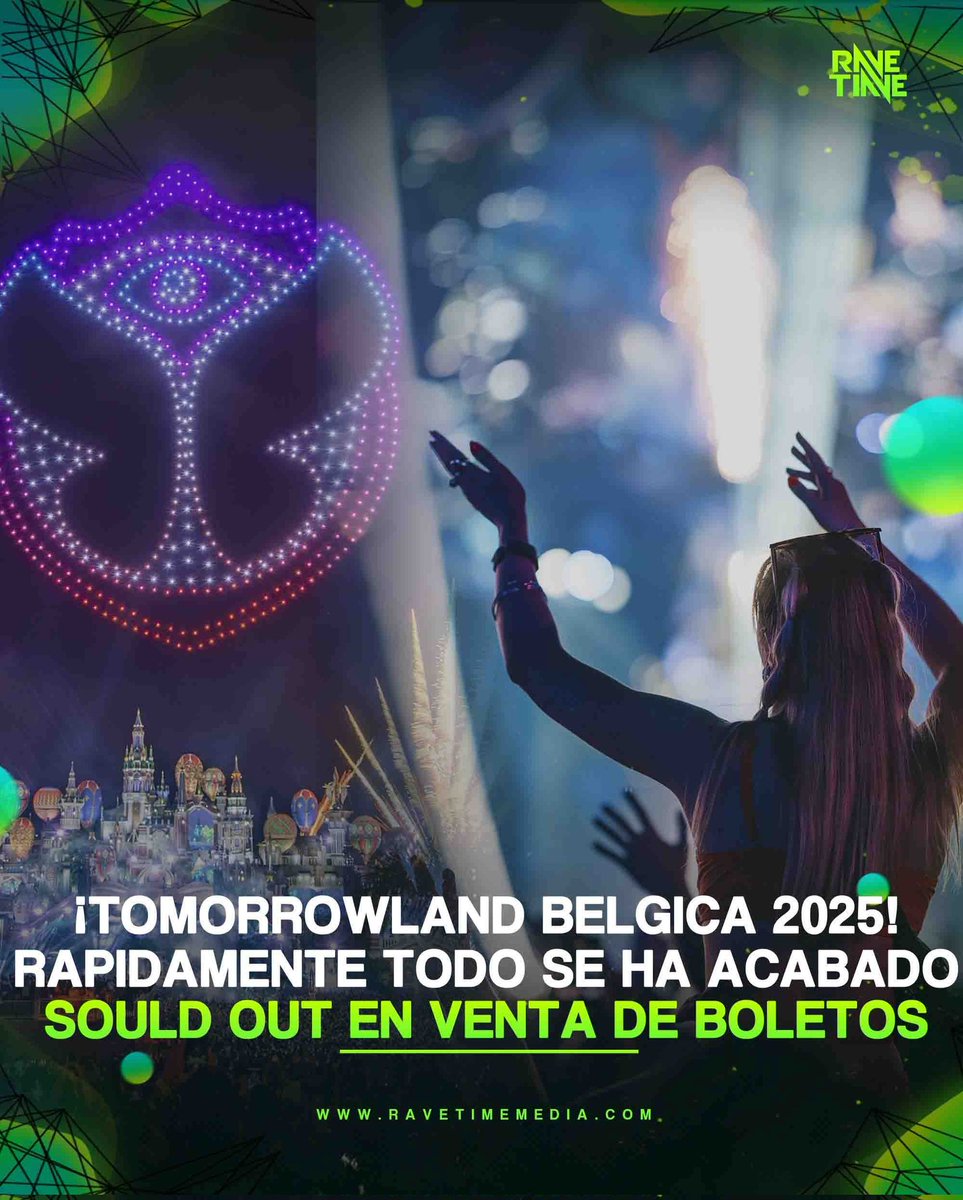 ravetimemedia's tweet photo. | ¡Tomorrowland 2025 Agota Entradas! 🔥🇧🇪

La espera terminó y las entradas para Tomorrowland Bélgica 2025 ya están completamente agotadas. Una vez más, el festival más icónico del mundo ha demostrado su impacto global, con miles de fanáticos asegurando su lugar en Boom, Bélgica. https://t.co/VjwkHNlRvs