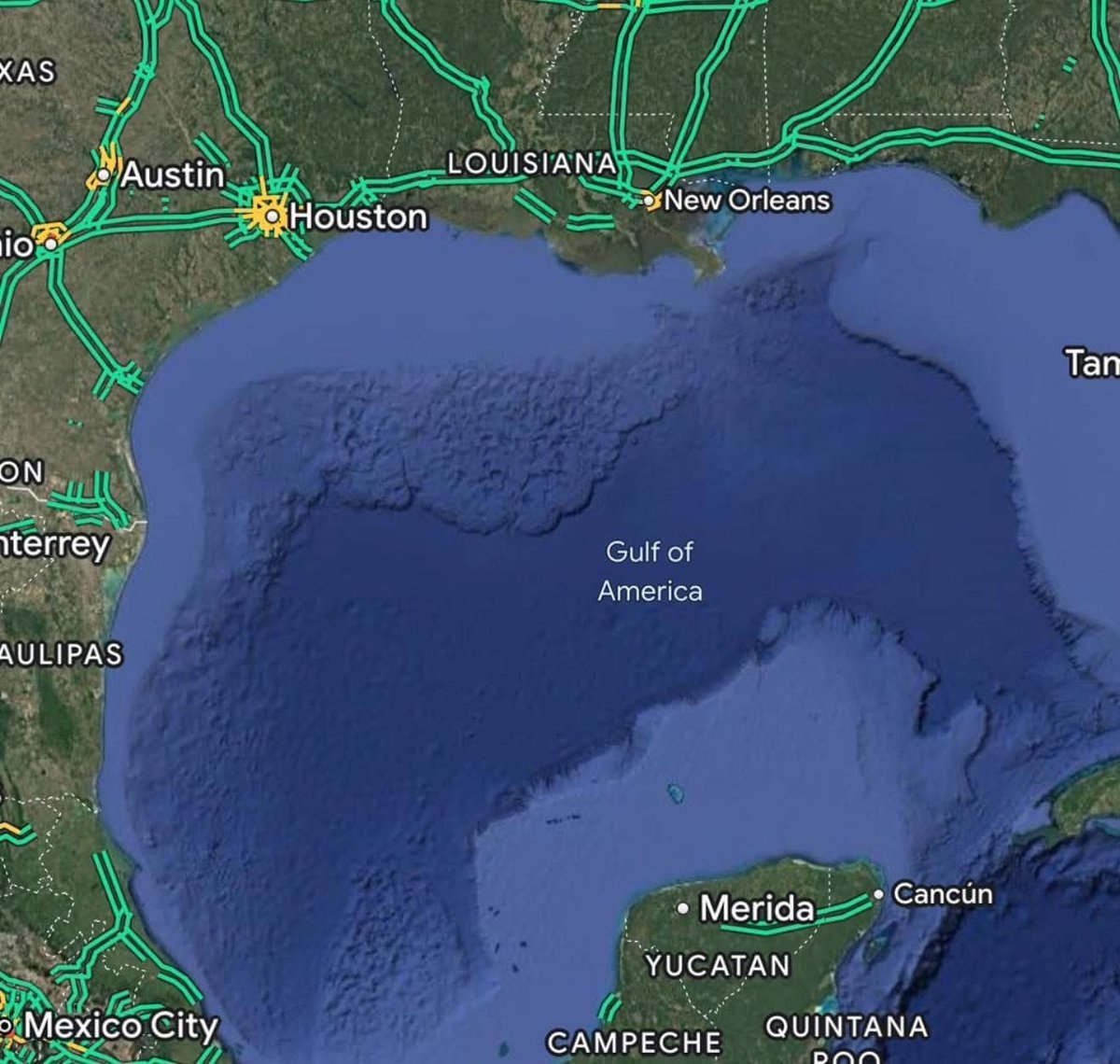 TheAverageDav's tweet photo. It’s official 
#GulfOfAmerica  on Google map now 
Let’s see how long it will take for Apple to follow https://t.co/yswJ2KzQSG