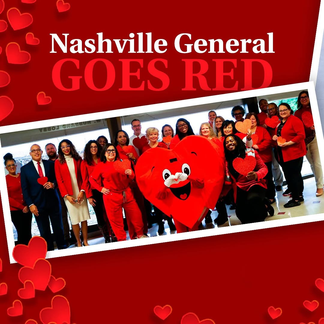Nashville General Goes RED for Heart Health ❤️

Heart disease is the leading cause of death in the U.S., but together, we can make a difference! This Heart Health Month, Nashville General is going RED to raise awareness and promote heart-healthy living.
#GoRed #HeartHealthMonth