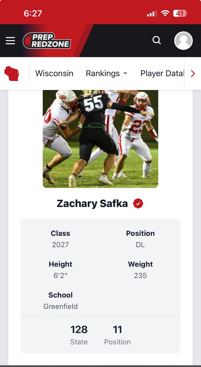 Zach safka (@zachsafka55) on Twitter photo Thank you <a href="/PrepRedzoneWI/">Prep Redzone Wisconsin</a> for the ranking. looking forward to working hard in the offseason and moving up in the rankings this year.
<a href="/MJ_NFLDraft/">Mark Johnson</a> <a href="/CoachKubes/">Mike Kubes</a> @drewmorris02 <a href="/CoachBurlage/">Austin Burlage</a> Thank you <a href="/PrepRedzoneWI/">Prep Redzone Wisconsin</a> for the ranking. looking forward to working hard in the offseason and moving up in the rankings this year.
<a href="/MJ_NFLDraft/">Mark Johnson</a> <a href="/CoachKubes/">Mike Kubes</a> @drewmorris02 <a href="/CoachBurlage/">Austin Burlage</a>