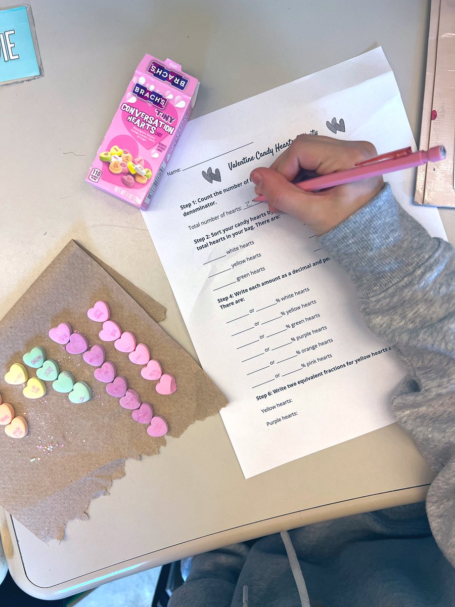 We had a sweet time in math class today practicing converting fractions, decimals, and percents. 💕