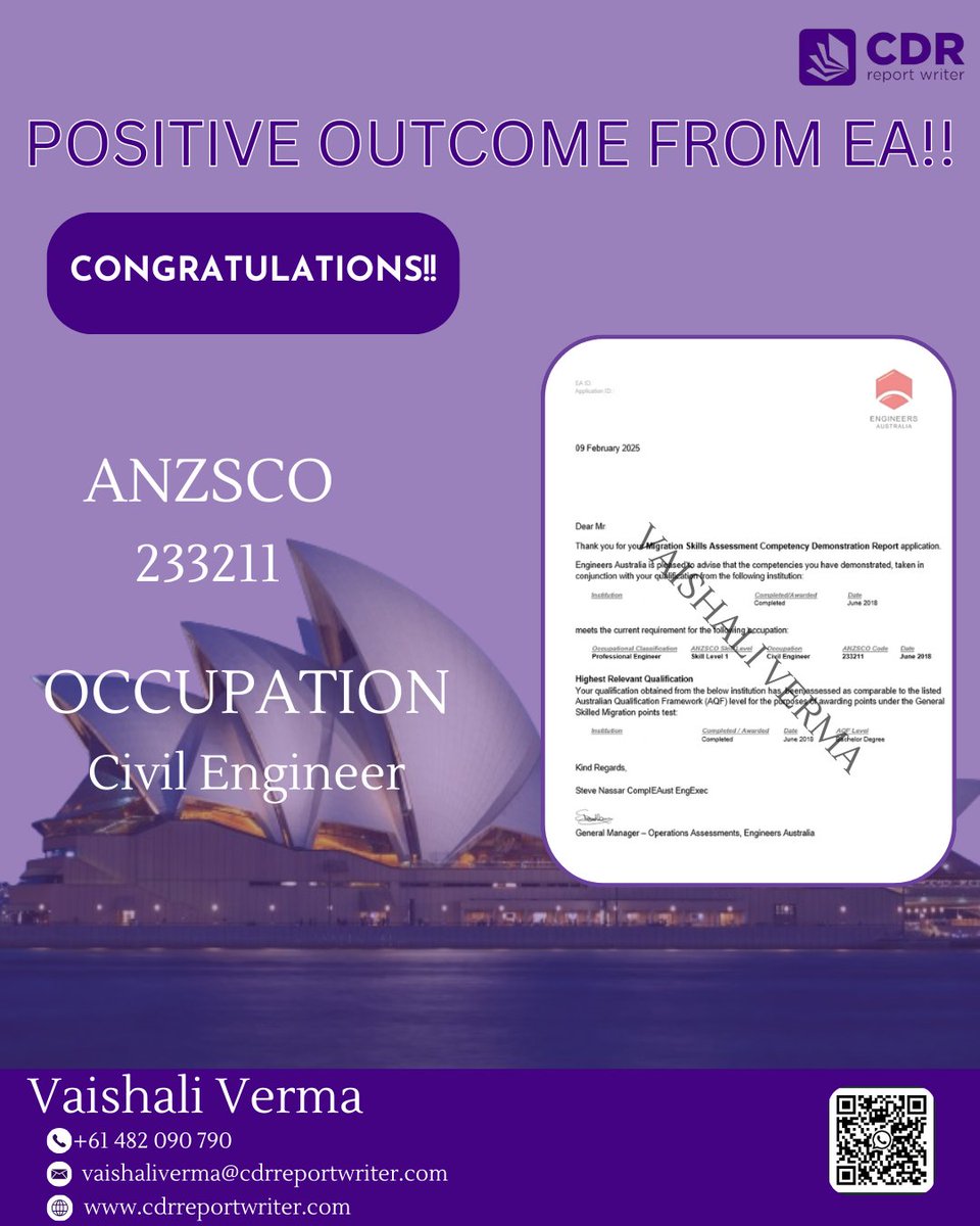 𝐂𝐨𝐧𝐠𝐫𝐚𝐭𝐮𝐥𝐚𝐭𝐢𝐨𝐧𝐬!!
I’m absolutely delighted 𝐭𝐡𝐚𝐭 𝐲𝐨𝐮𝐫 𝐂𝐃𝐑 𝐬𝐮𝐛𝐦𝐢𝐬𝐬𝐢𝐨𝐧 𝐰𝐚𝐬 𝐬𝐮𝐜𝐜𝐞𝐬𝐬𝐟𝐮𝐥.
𝑪𝒐𝒏𝒏𝒆𝒄𝒕 𝒘𝒊𝒕𝒉 𝑺𝒓 𝒄𝒐𝒏𝒔𝒖𝒍𝒕𝒂𝒏𝒕 𝑽𝒂𝒊𝒔𝒉𝒂𝒍𝒊 𝑽𝒆𝒓𝒎𝒂 𝒇𝒐𝒓 𝒔𝒌𝒊𝒍𝒍 𝒂𝒔𝒔𝒆𝒔𝒔𝒎𝒆𝒏𝒕 𝒉𝒆𝒍𝒑 (+61 482 090 790)