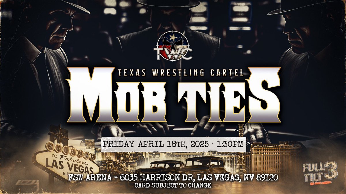The only people I owe my loyalty to are the ones who never made me question theirs.

🚨 TICKETS ON SALE NOW 🚨

📆: April 18, 2025
📍: LAS VEGAS, NEVADA
🎰: FSW ARENA
🎟️: texas-wrestling-cartel.ticketleap.com/mob-ties/
