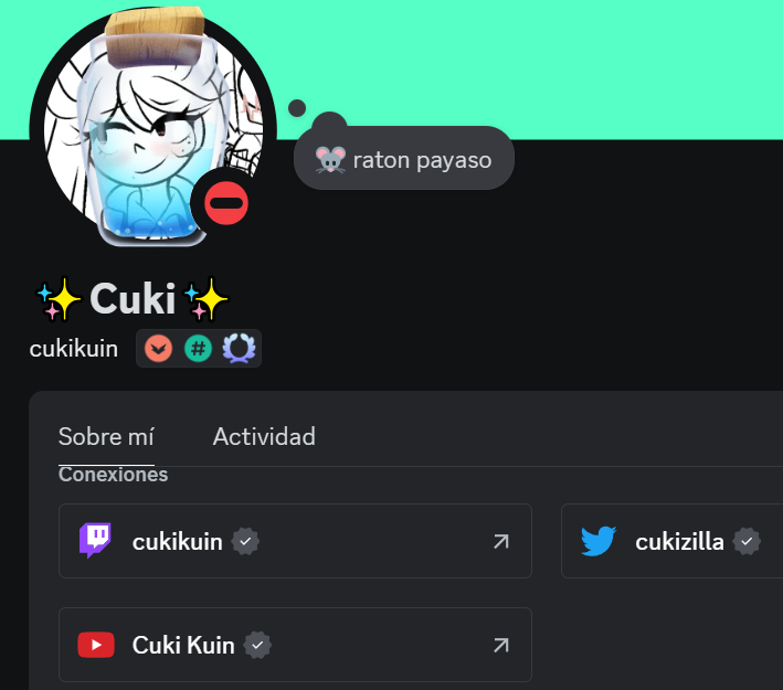 cukizilla's tweet photo. Como recién me avisaron unos chicos por YT,  hay un tipo haciéndose pasar por mí y otras personas en Discord y por las capturas... sobra decir que no soy yo XD

Si supuestamente les hablo o ando en servidores sin tener mis redes linkeadas no soy yo, no copeen de ningún falso 🐭🤙 https://t.co/4UeFJX06V8